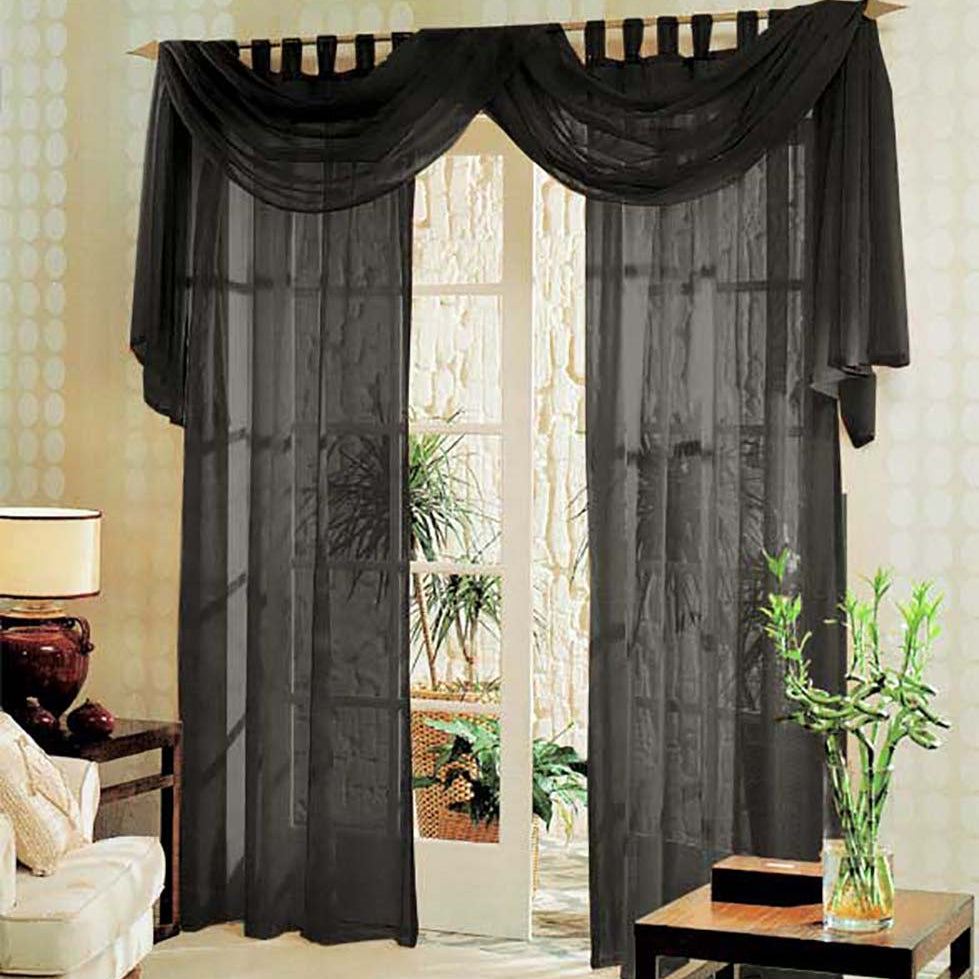 Voile komplett GARDINEN SET 3tlg. 60999 Schwarz Gardinen Set Voile_komplett_GARDINEN_SET_3tlg._60999_-_Gardinenbox.de_-_-3693567 | Gardinenbox.de