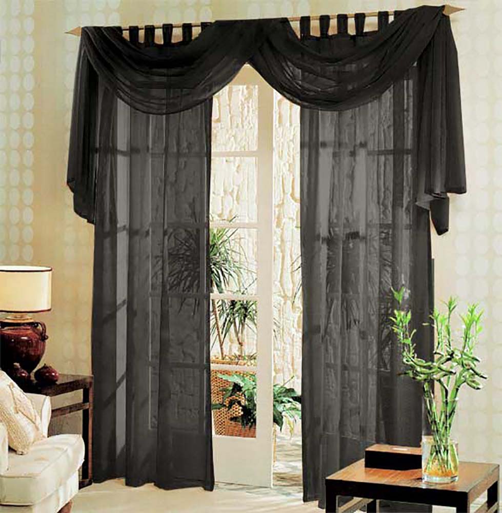 Voile komplett GARDINEN SET 3tlg. 60999 Schwarz Gardinen Set Voile_komplett_GARDINEN_SET_3tlg._60999_-_Gardinenbox.de_-_-3693567 | Gardinenbox.de