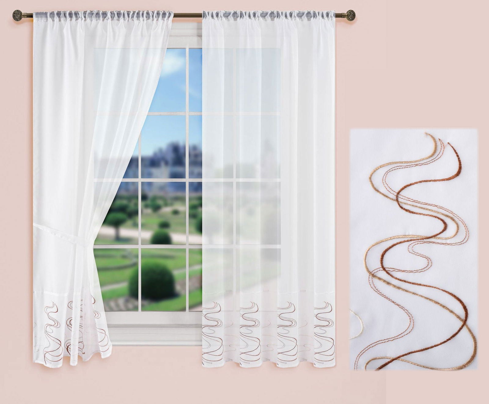 WELLE Stickerei Gardinen Set 4 Tlg. Raffhalter Tunneldurchzug Gardinenband für Gardinenschienen 112231 Gardinen Set WELLE_Stickerei_Gardinen_Set_4_Tlg._Raffhalter_Tunneldurchzug_Gardinenband_fur_Gardinenschienen_112231_-_Gardinenbox.de_-_-3695882 | Gardinenbox.de