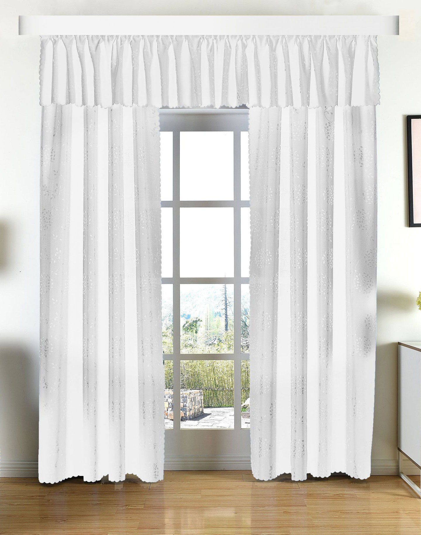 Yasmin Damast Gardinen Set, 5 Teile, eingenähtes Kräuselband bewährte Jacquard Qualität, blickdicht 20107 Weiß Vorhang Set Yasmin_Damast_Gardinen_Set_5_Teile_eingenahtes_Krauselband_bewahrte_Jacquard_Qualitat_blickdicht_20107_-_Gardinenbox.de_-_-3696145 | Gardinenbox.de
