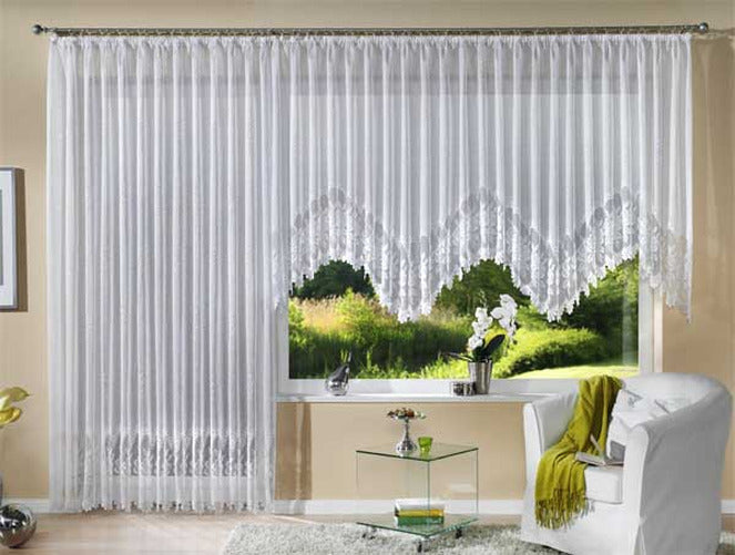 Jacquard Bogenstore Gardine Rosendahl mit Kräuselband