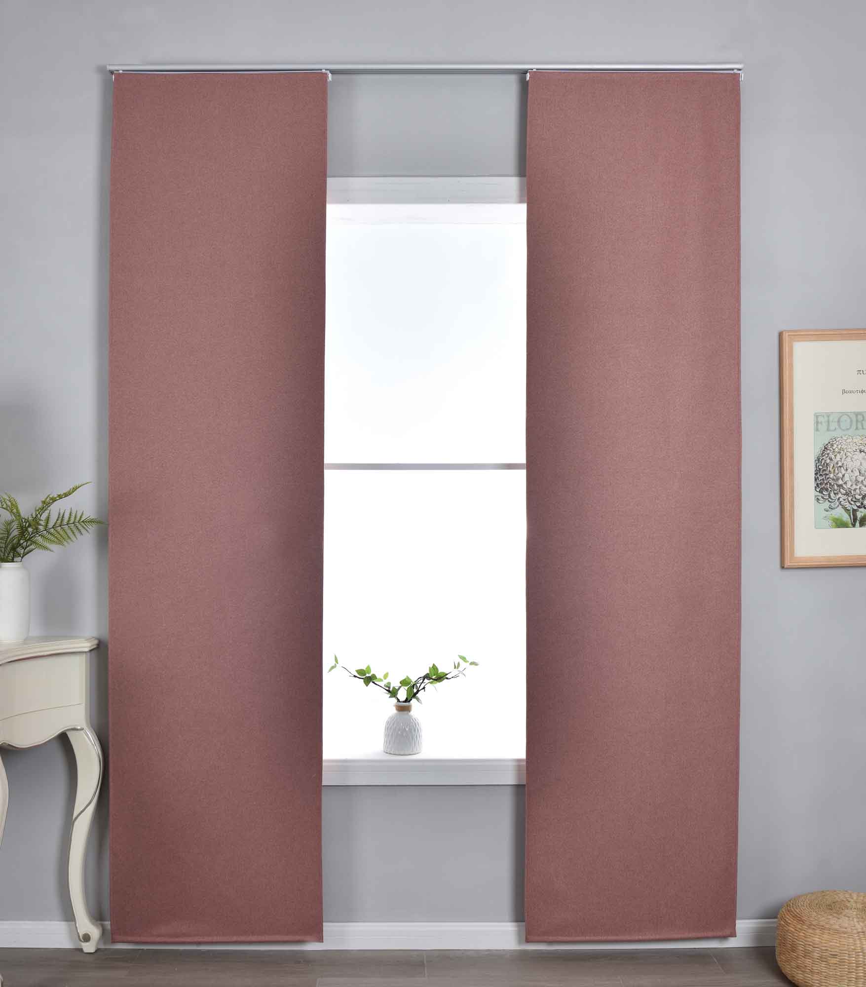 2er Set Flächenvorhänge mit Paneelwagen 100% Verdunkelung Blackout »München Dark« Paneelwagen Dreischichtige Bindung 202410P-2