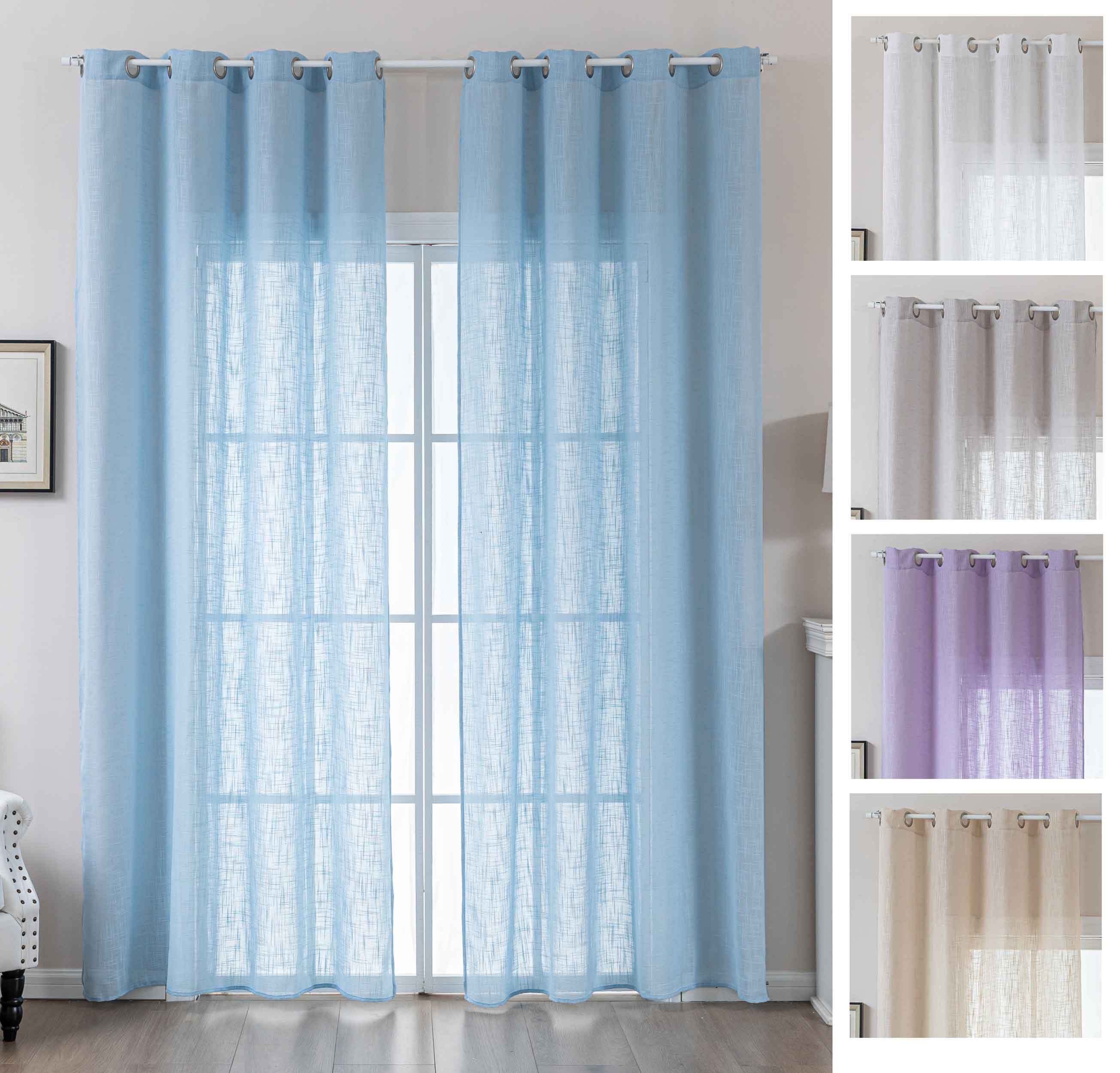 2er Set Gardinen Ösen Grobfaser »Seoul« Ösen Linenlook-Struktur Uni Halbransparent Blickdicht 2024110-2