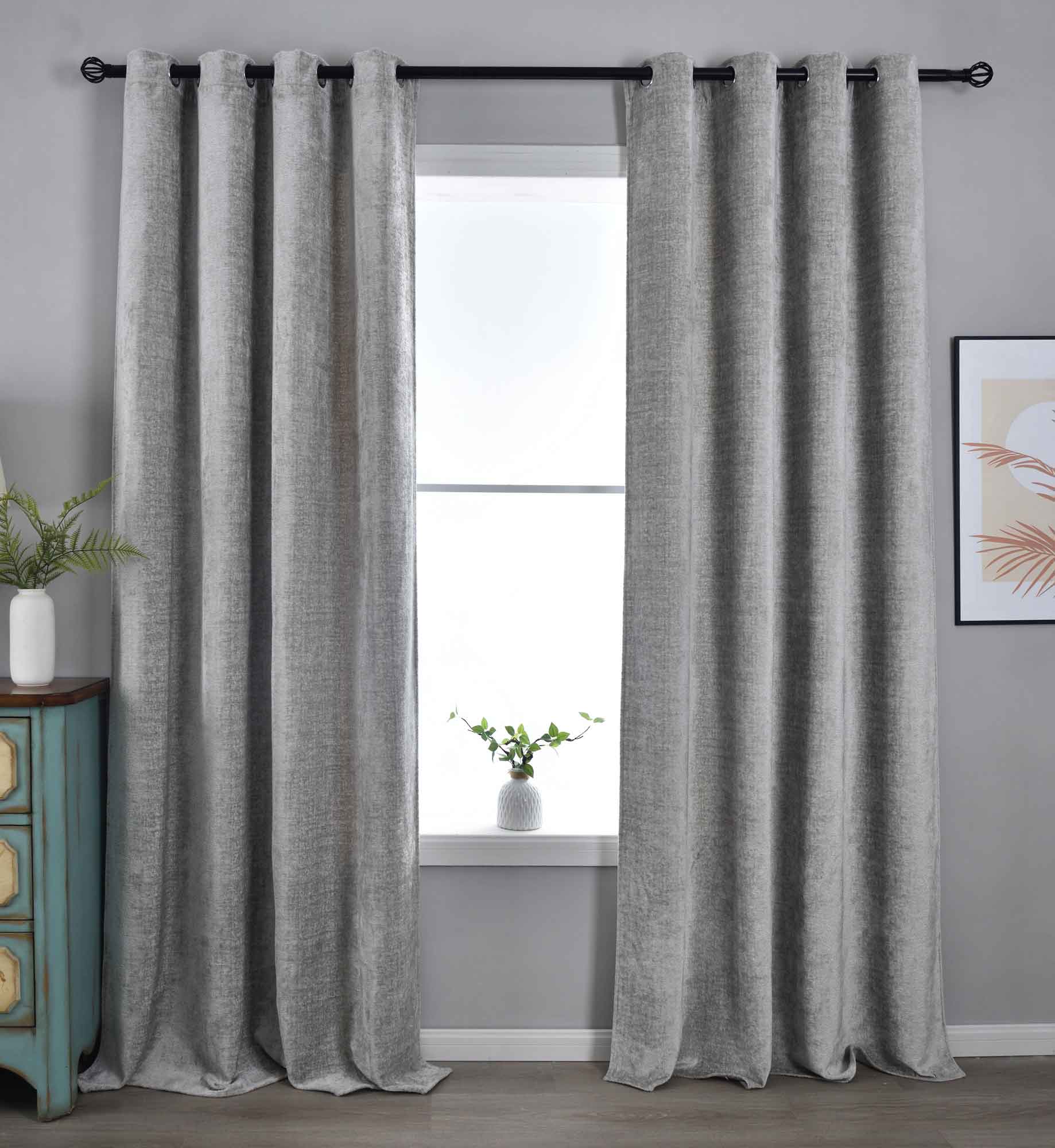 2er Set Verdunkelungsvorhänge »Nürnberg« Ösen Raffhalter Chenille samtig weich geschmeidig fallend 202420-2