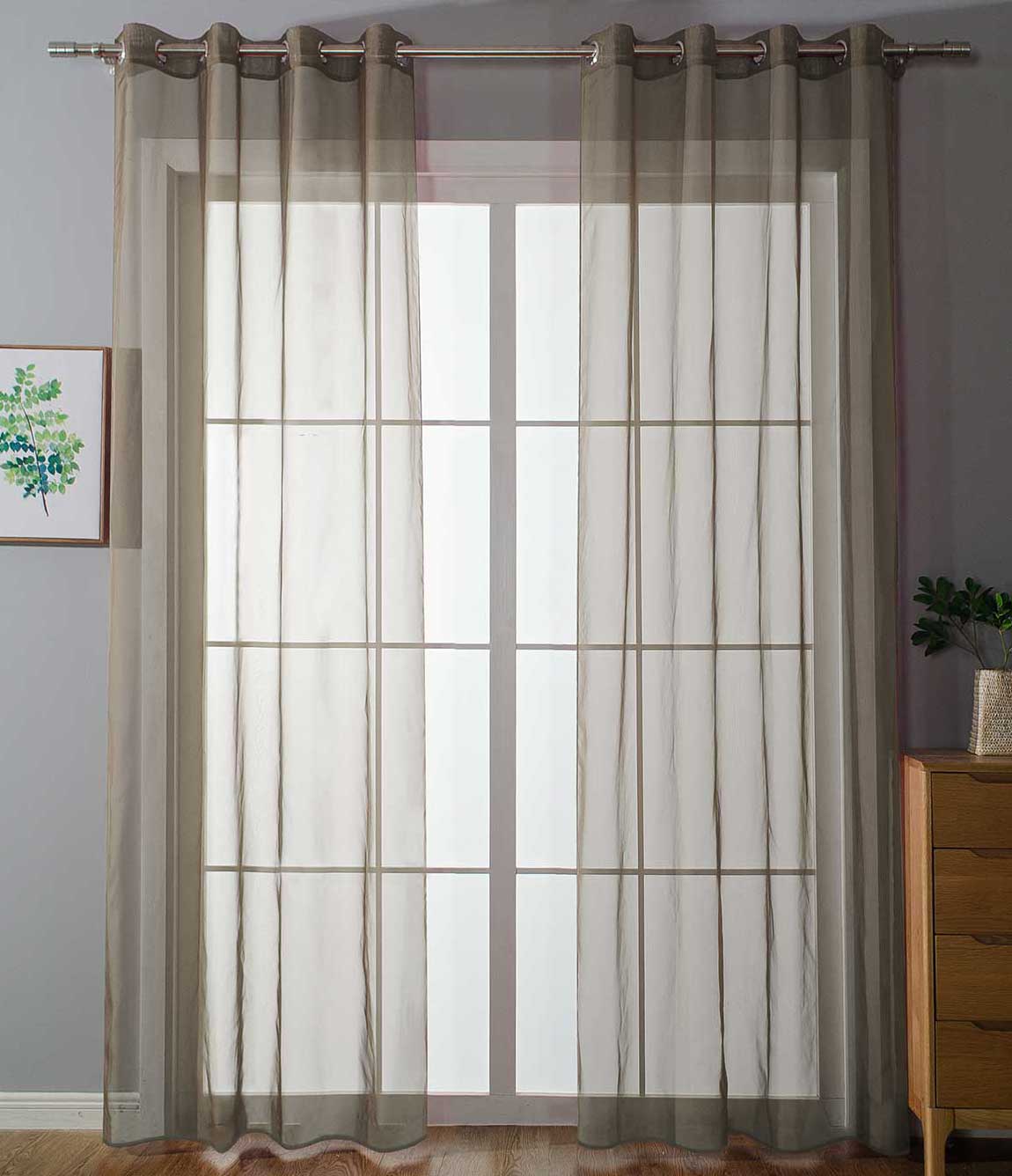 2er-Pack Ösen Gardinen Transparent Vorhang Set Wohnzimmer Voile Ösenvorhang Bleibandabschluß 203322