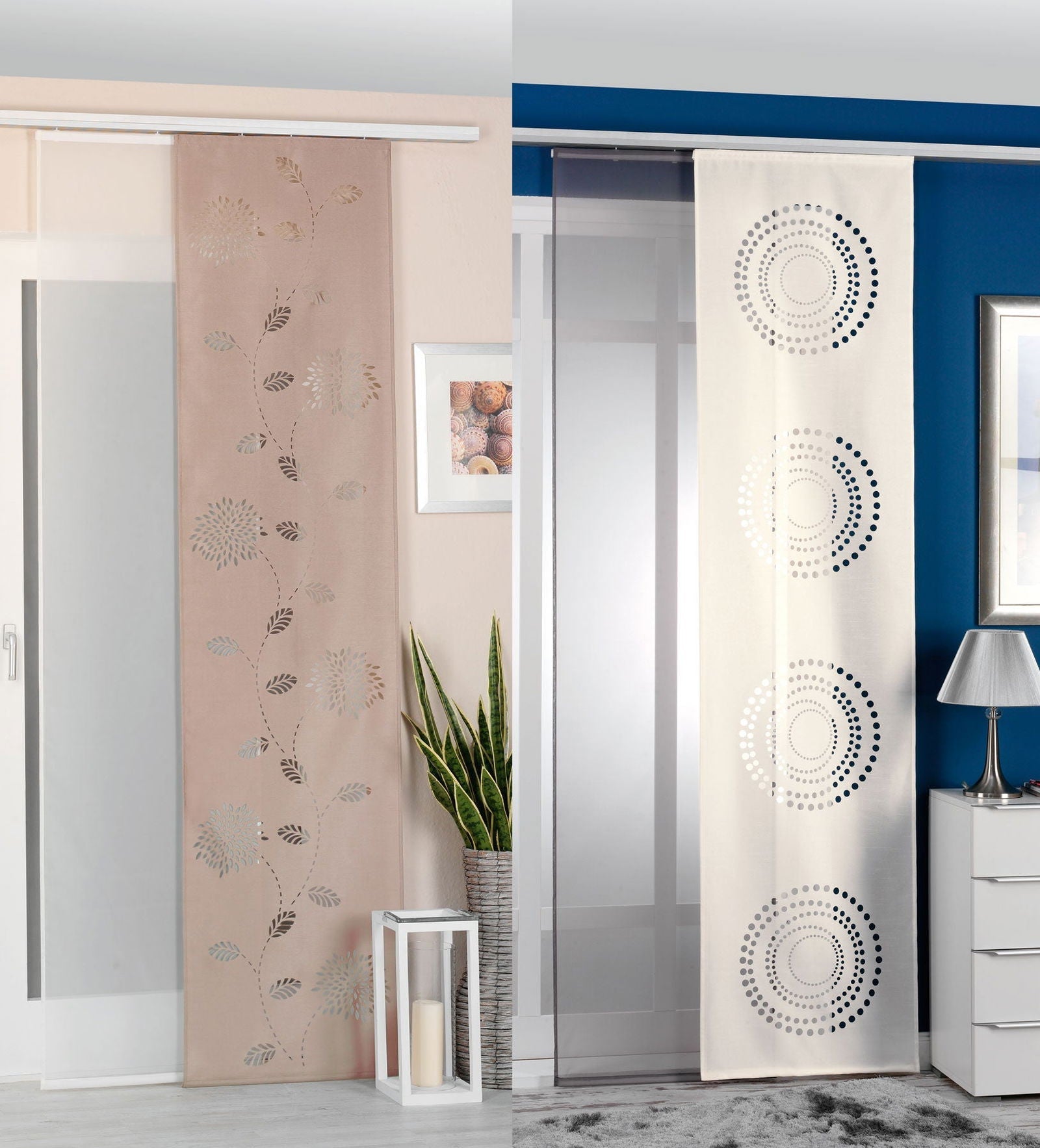 2er-Pack Schiebegardine Flächenvorhang Schiebevorhang Paneelwagen Beschwerungs 165665