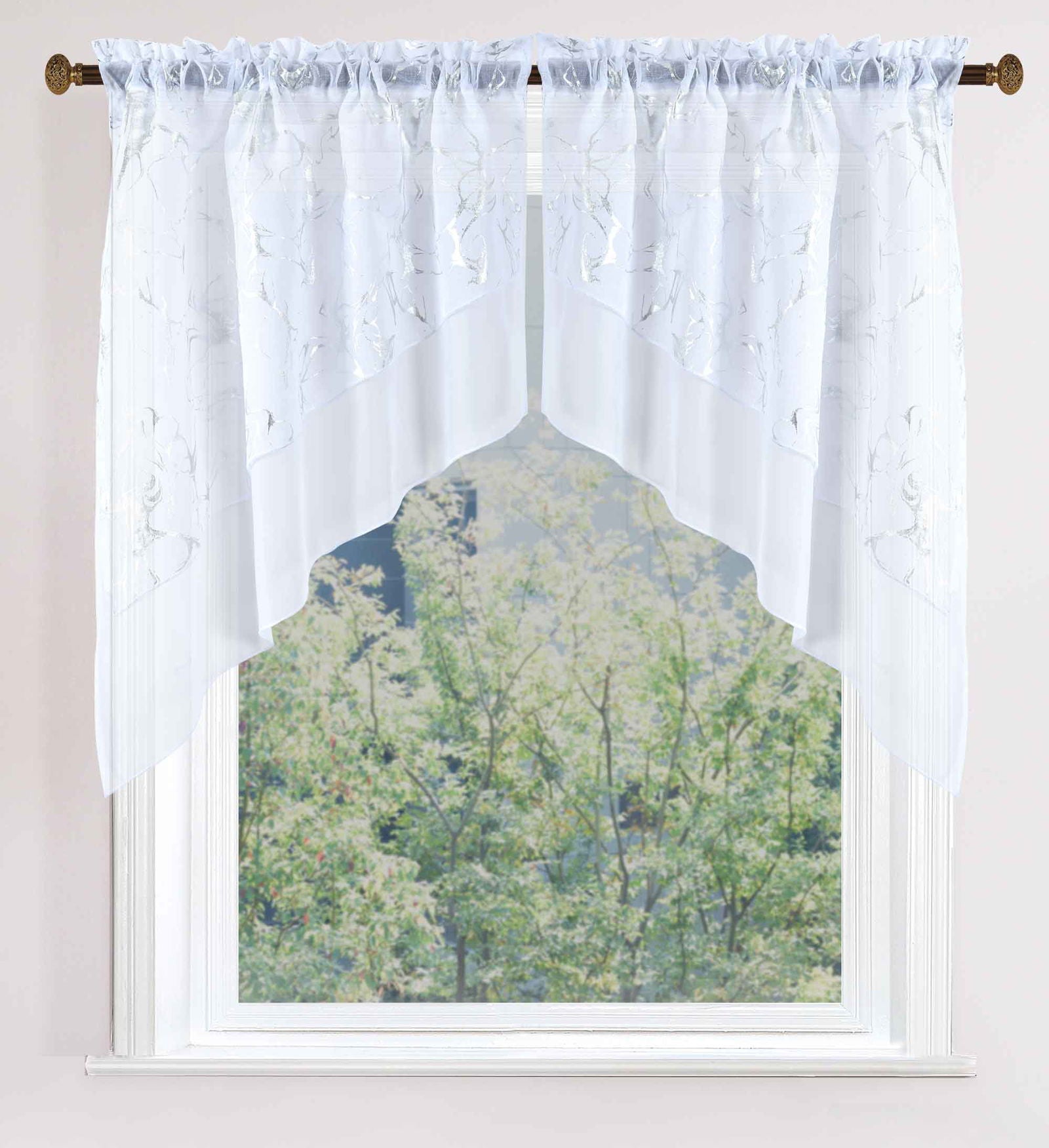 2er-Set Scheibengardine HxB 80x80 cm Weiß »PLAUEN« Kurzgardine Tunneldurchzug Bogen Gardine Universalband Bistrogardine 2023730