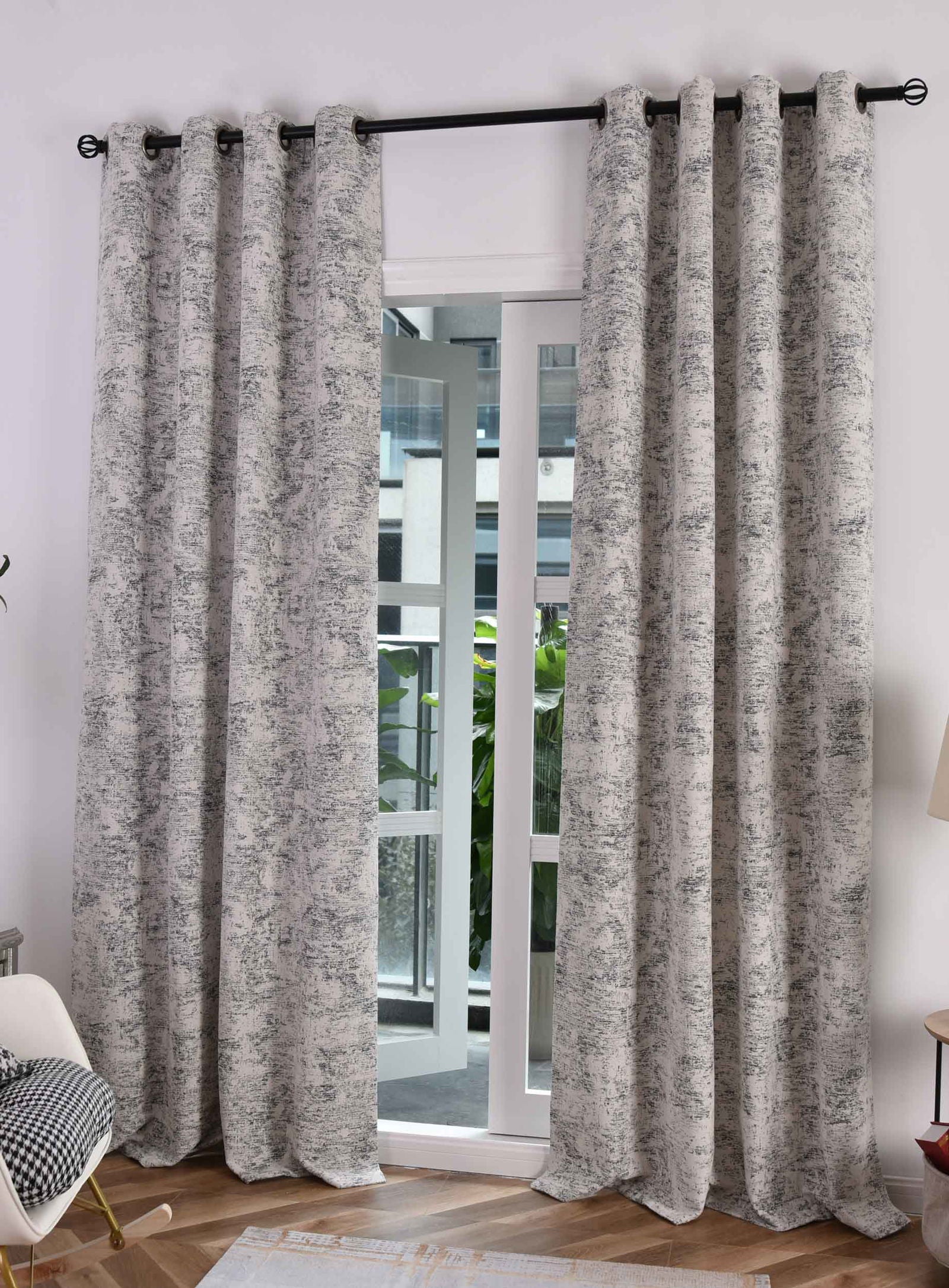 2er Set Vorhänge Wendevorhang HxB 245x140 cm Creme Schwarz Jacquard-Muster »VENEDIG« Beidseitig Nutzbar HellDunkel Kunststoffösen Flexibles Raumdesign 2023310-2