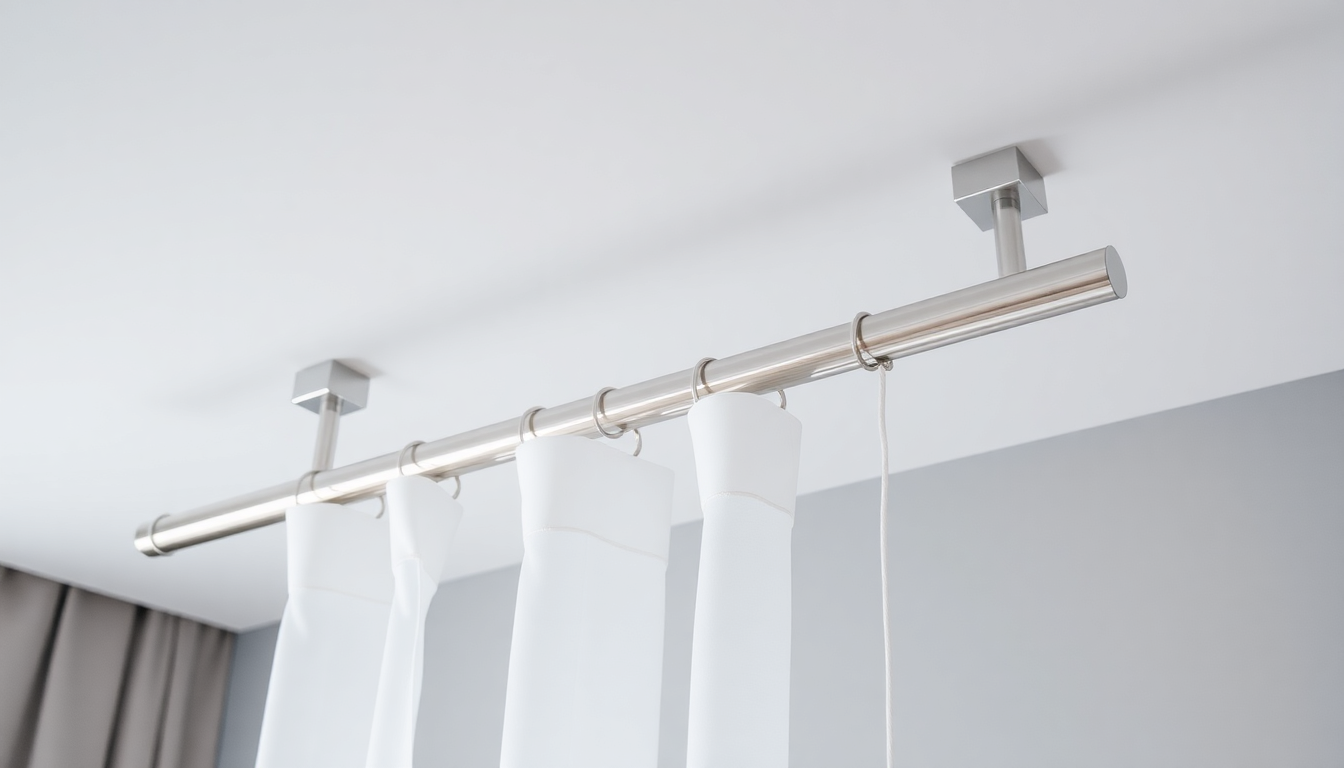 modern curtain pole stainless stell mounting wall or ceiling mounting