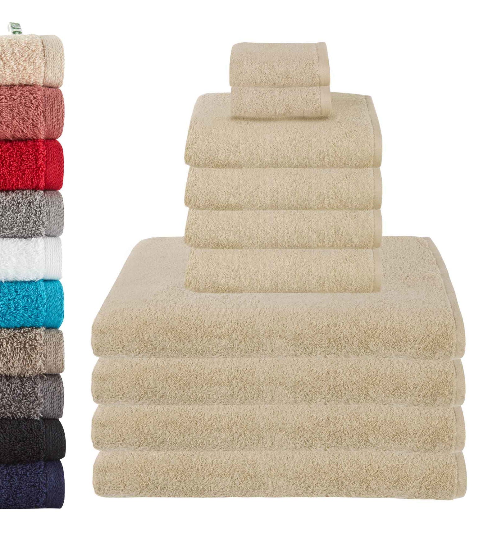 10er Set 2 Gästetücher 30x50 4 Handtücher 50x100 cm 4 Saunatücher 100x150 cm »Montreal« 100% Bio Baumwolle 2020100-1-2-4-10er Beige 30x50, 50x100, 100x150 cm Frottee 10er_Set_2_Gastetucher_30x50_4_Handtucher_50x100_cm_4_Saunatucher_100x150_cm_Montreal_100_Bio_Baumwolle_2020100-1-2-4-10er_-_Gardinenbox.de_-_-3666212 | Gardinenbox.de