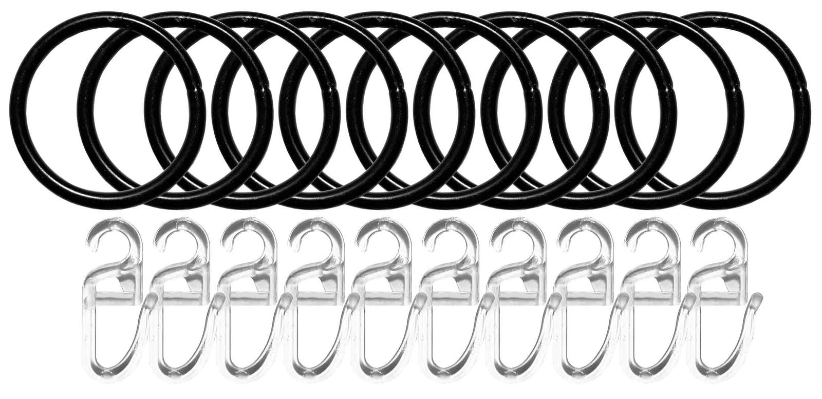 10er Set Gardinenringe mit Faltenlegehaken Ø 35/40mm »Köln« Gardinenstange 2021192 Schwarz Gardinen Zubehör 10er_Set_Gardinenringe_mit_Faltenlegehaken_O_35-40mm_Koln_Gardinenstange_2021192_-_Gardinenbox.de_-_-3667042 | Gardinenbox.de