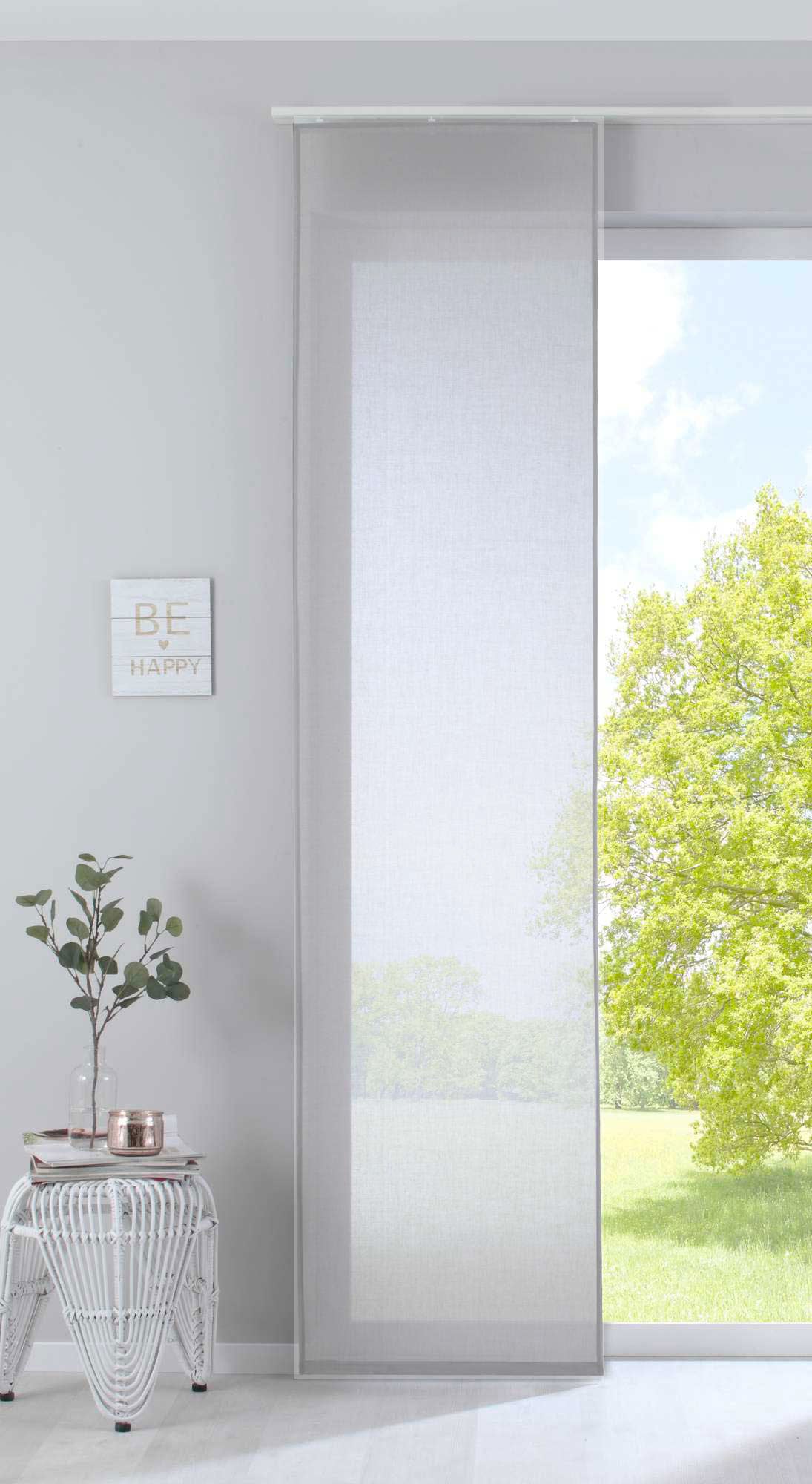 Schiebegardine »Nizza« Baumwoll-Voile Halbvoile Transparent Flächenvorhang mit Paneelwagen und Beschwerungsstange 2019032