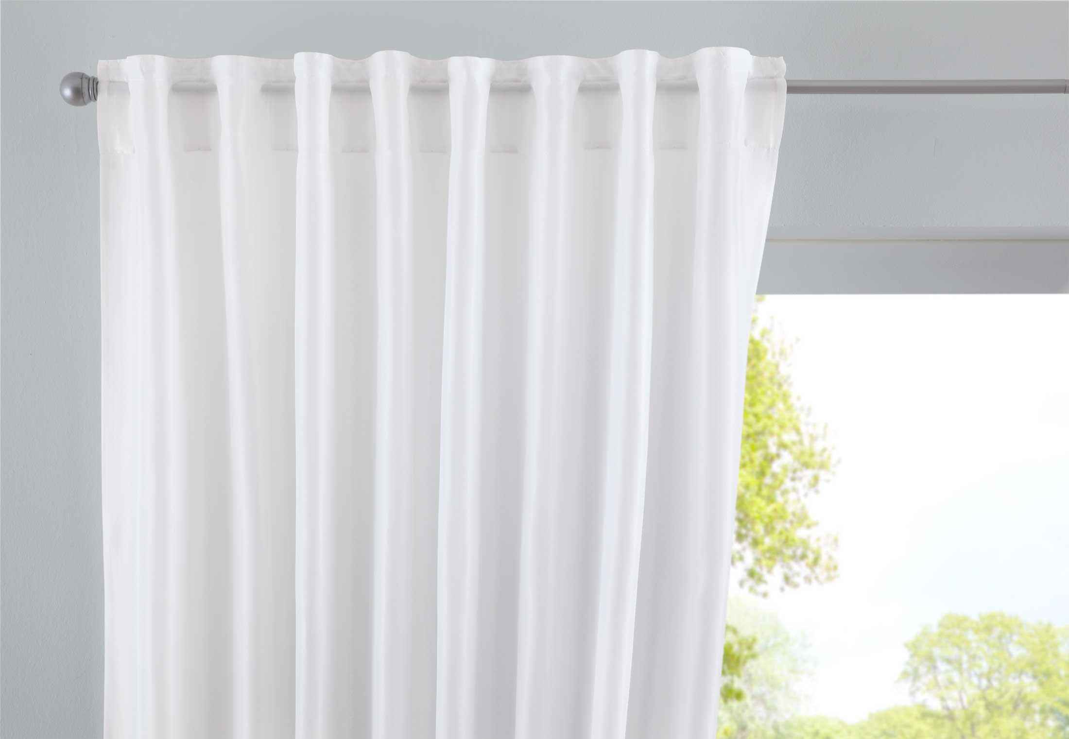 Vorhang Verdeckte Schlaufen Cationic »JENA« Blickdicht Leinen Optik Gardine Meliert Gardinenband mit Raffhalter 2019037 Weiß HxB 225x140 cm Vorhang 2019037weiss | Gardinenbox.de