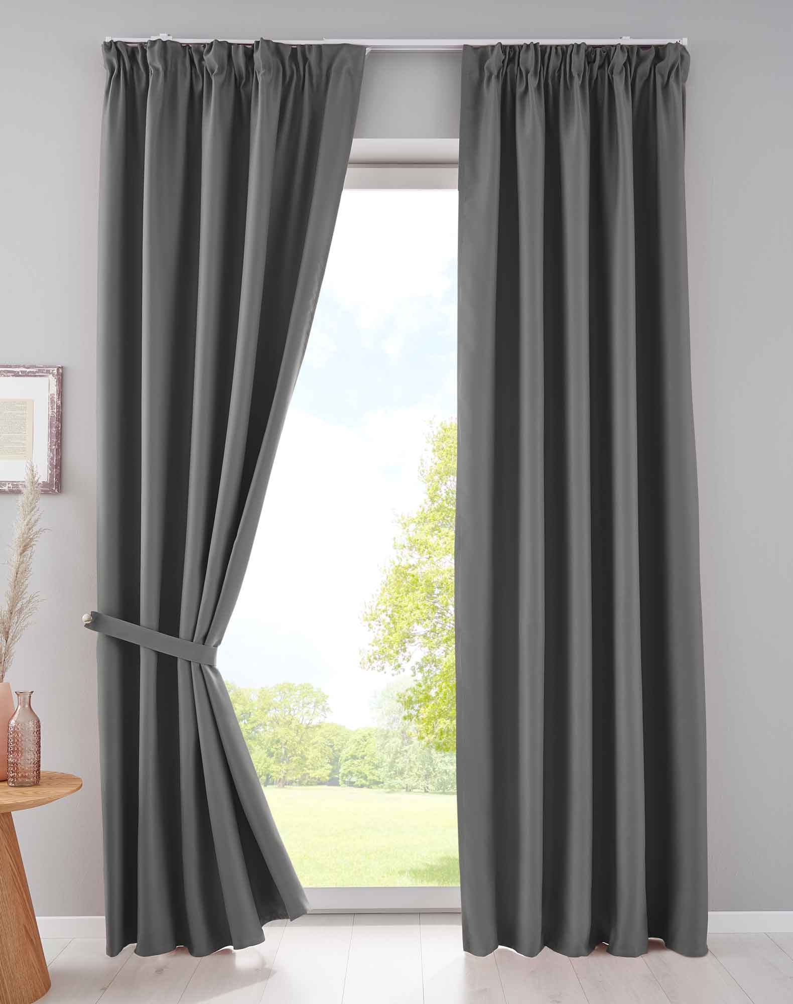 2er Set Verdunkelungsvorhänge Blickdicht »NewYork« verdeckte Schlaufen Thermo-Gardine Blackout schalldämmend Kräuselband 202020610-2 Dunkelgrau HxB 225x295 cm Vorhang Set 202020610-2dunkelgrau | Gardinenbox.de