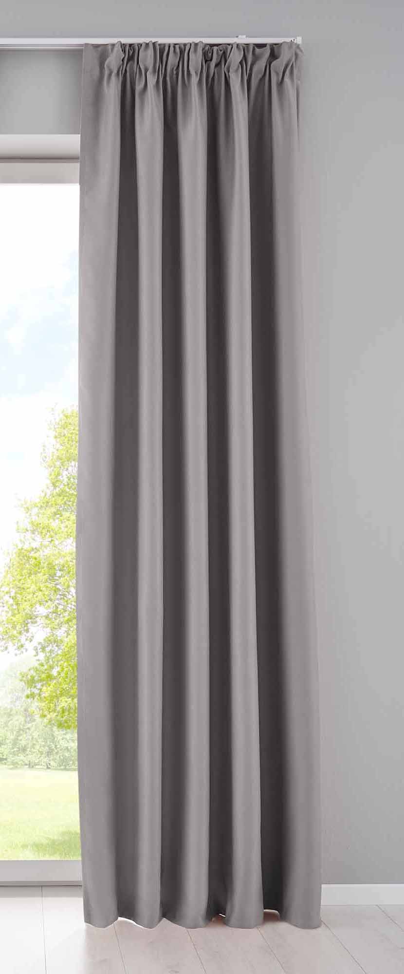 Vorhang Blickdicht »NewYork« verdeckte Schlaufen 1er-Pack Thermo-Gardine Verdunkelungsvorhang Blackout schalldämmend Kräuselband Raffhalter 202020610 Grau HxB 245x295 cm Vorhang 202020610grau | Gardinenbox.de