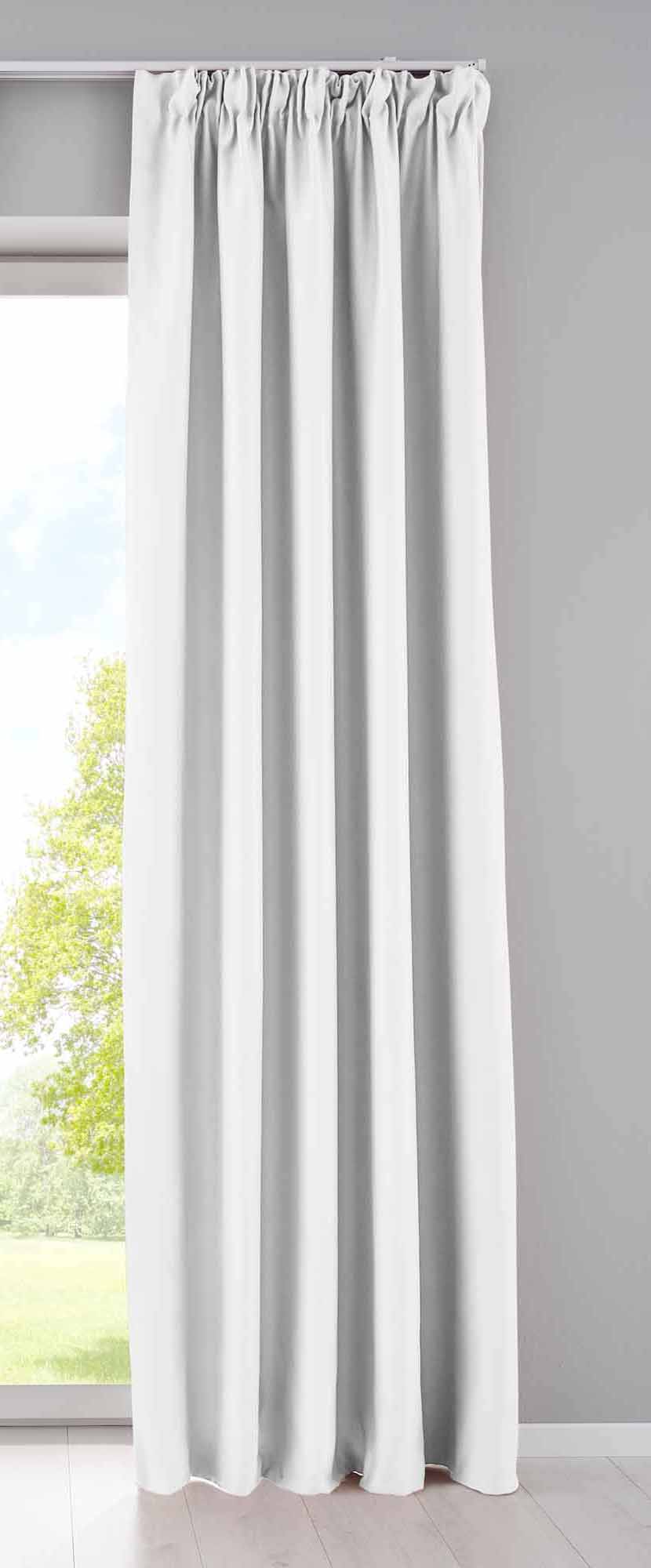 Vorhang Blickdicht »NewYork« verdeckte Schlaufen 1er-Pack Thermo-Gardine Verdunkelungsvorhang Blackout schalldämmend Kräuselband Raffhalter 202020610 Weiß HxB 245x295 cm Vorhang 202020610weiss | Gardinenbox.de