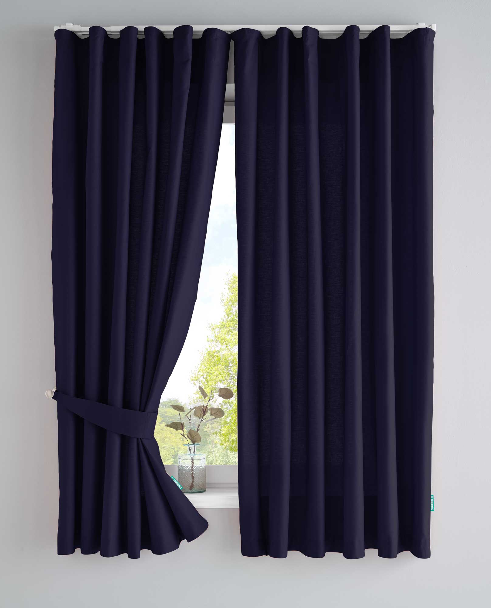 2er Set Bio Organic Vorhänge »Bremen« Reine Bio Baumwolle Blickdicht Gardinen Verdeckte Schlaufen Gardinenband Pflegeleicht 202088 Dunkelblau HxB 160x145 cm Vorhang Set 202088dunkelblau-160 | Gardinenbox.de