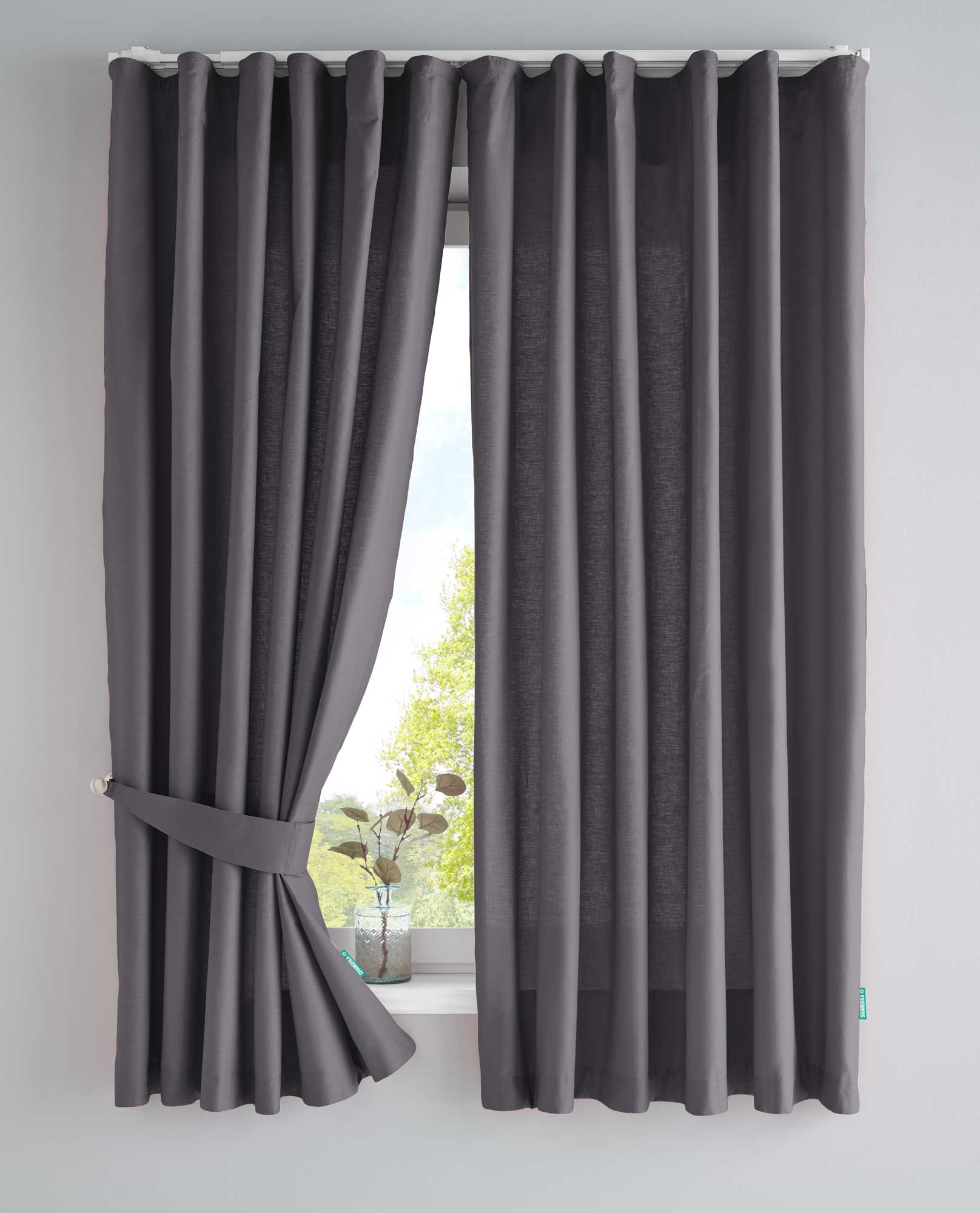 2er Set Bio Organic Vorhänge »Bremen« Reine Bio Baumwolle Blickdicht Gardinen Verdeckte Schlaufen Gardinenband Pflegeleicht 202088 Dunkelgrau HxB 160x145 cm Vorhang Set 202088dunkelgrau-160 | Gardinenbox.de