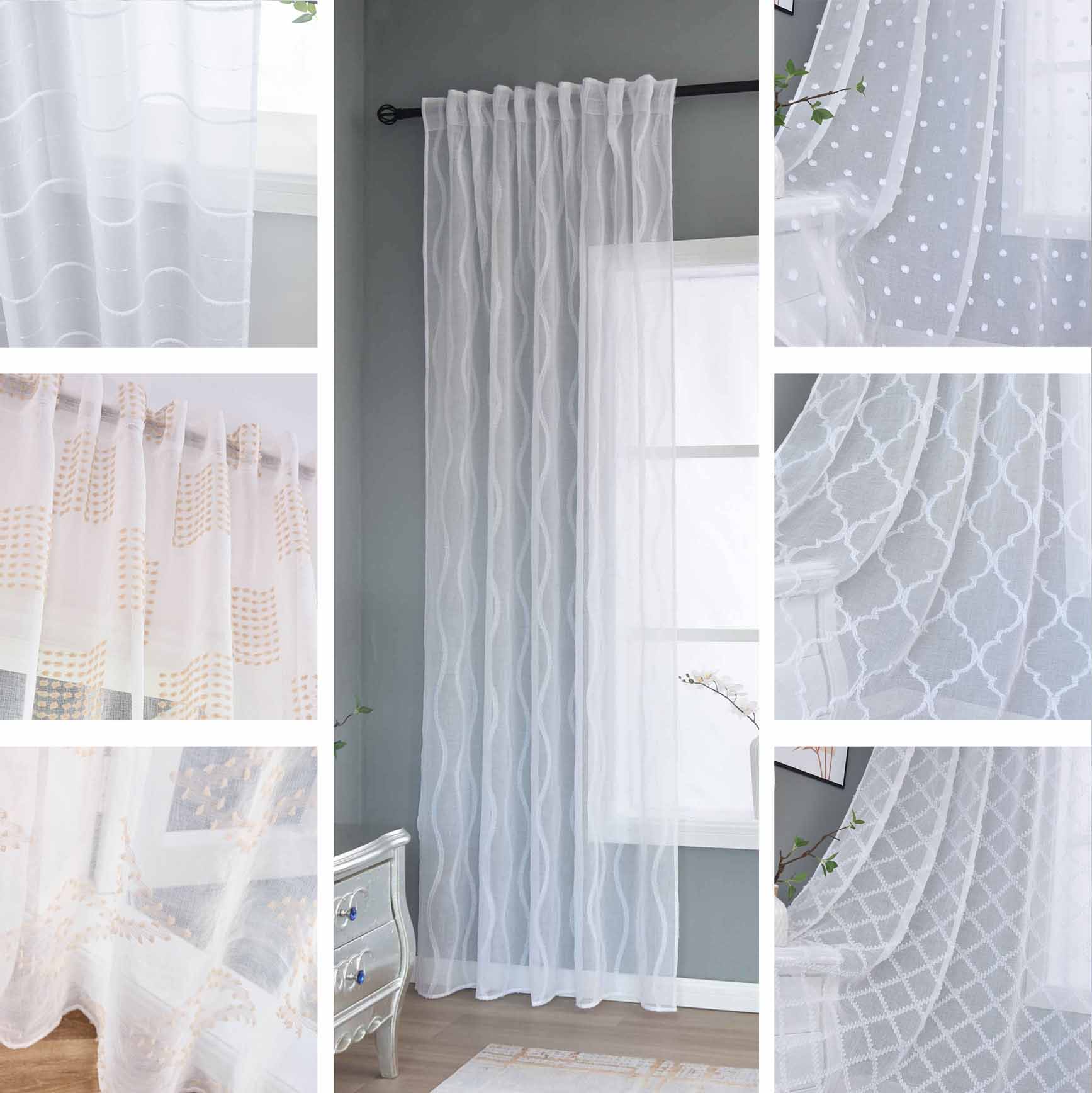 Gardine »VALENCIA« Multiband Aufhängung Scherli Transparent Leinen-Optik 2023400-408S Gardinenschal 2023400-408Svar | Gardinenbox.de