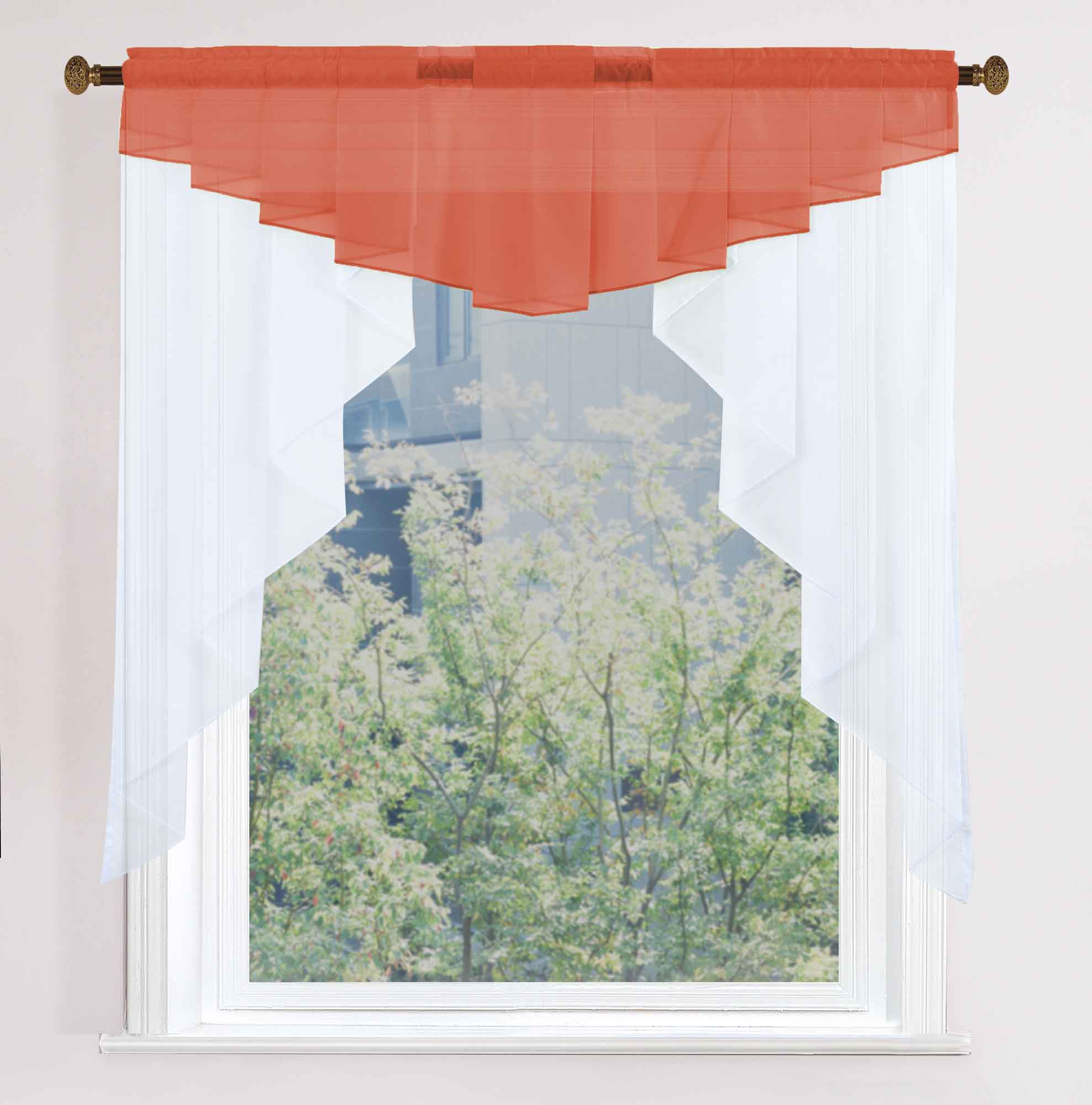 Scheibengardine »MEIßEN« M-Bogen Kurzgardine Tunneldurchzug Universalband 2023700 Terrakotta Scheibengardine 2023700terrakotta | Gardinenbox.de