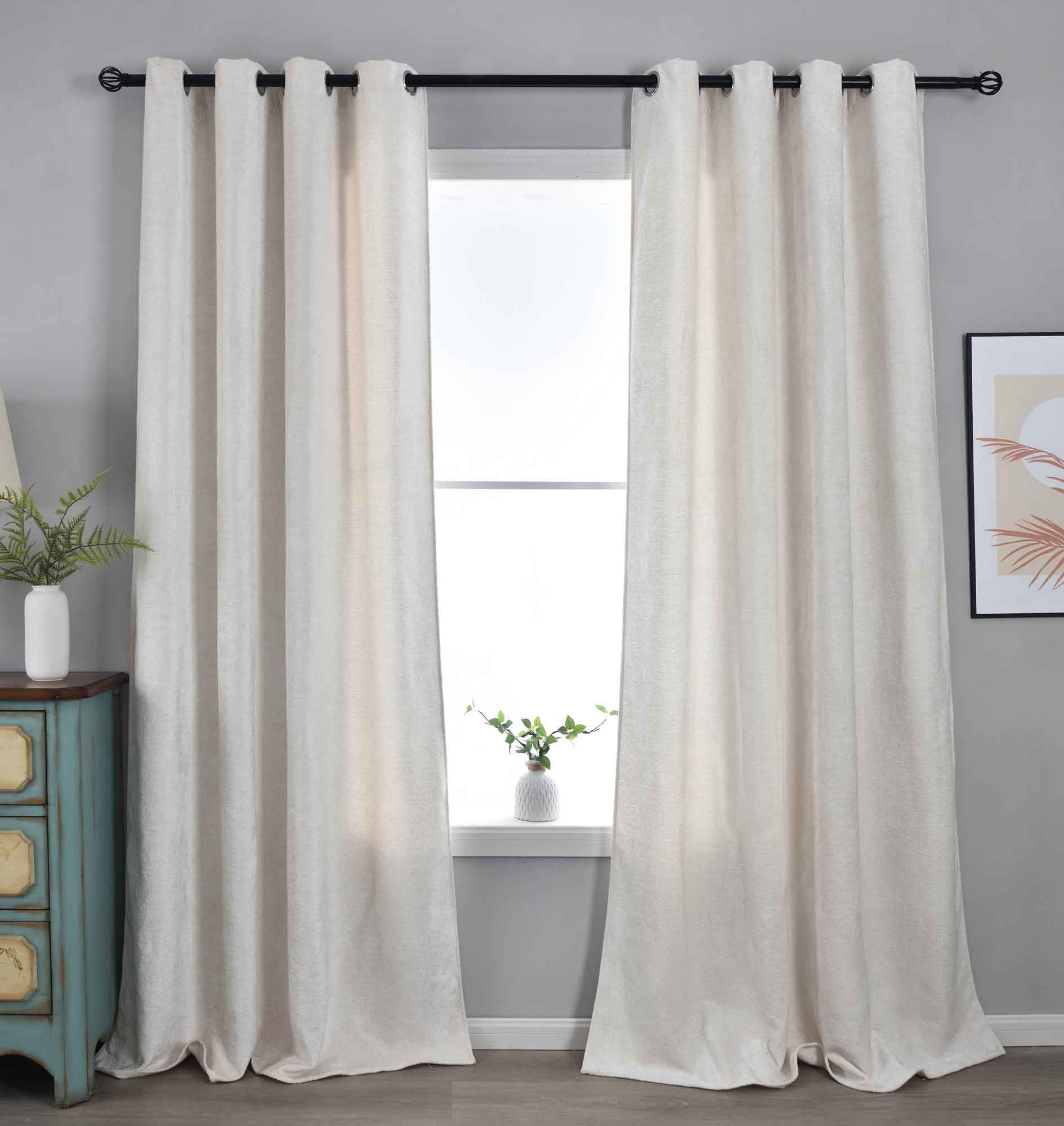 2er Set Verdunkelungsvorhänge »Nürnberg« Ösen Raffhalter Chenille samtig weich geschmeidig fallend 202420-2 Natur Vorhang 202420-2natur | Gardinenbox.de