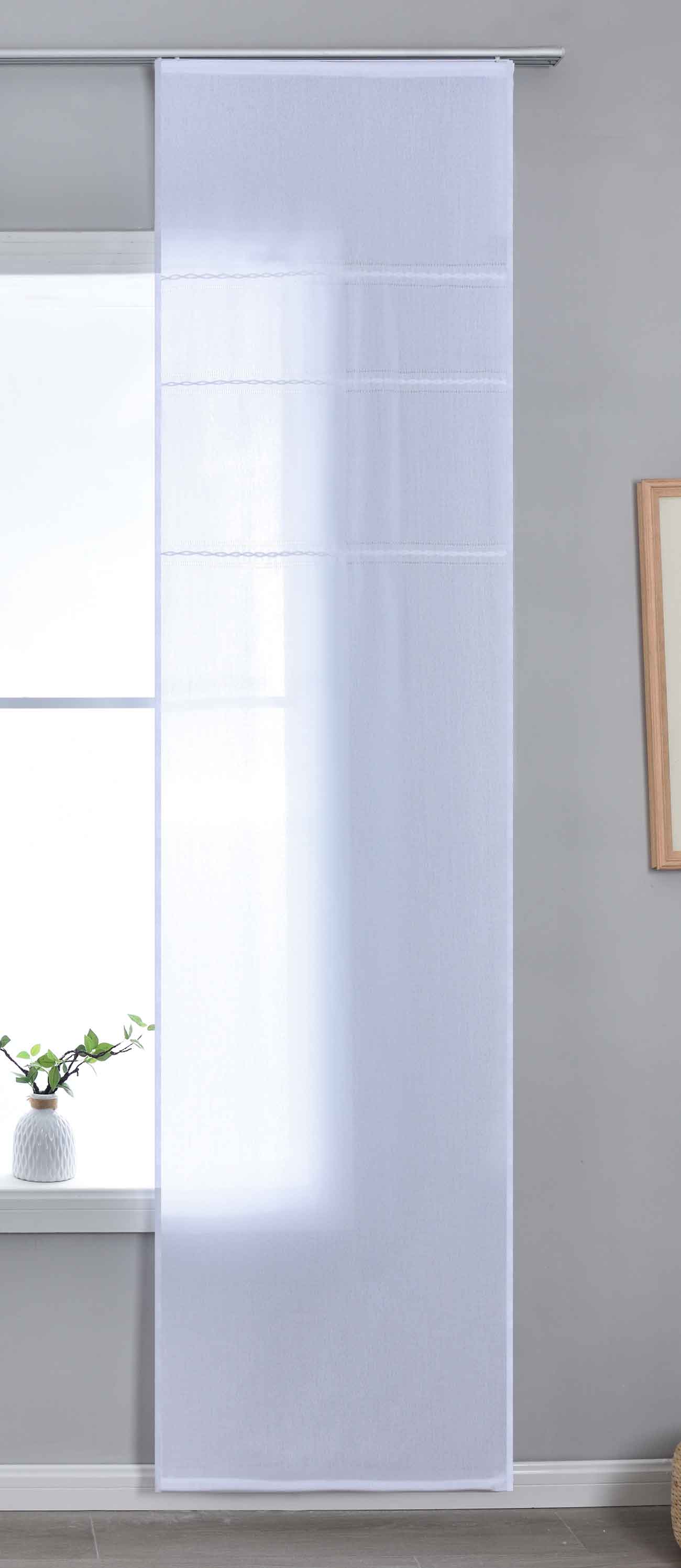 Halbtransparente Schiebegardine mit Paneelwagen »Leipzig« Kettenmuster lichtdurchlässig elegante Struktur 202450P Weiß Schiebegardine 202450Pweiss_f7615ab8-e7a5-4afc-9021-0611c825aa4d | Gardinenbox.de