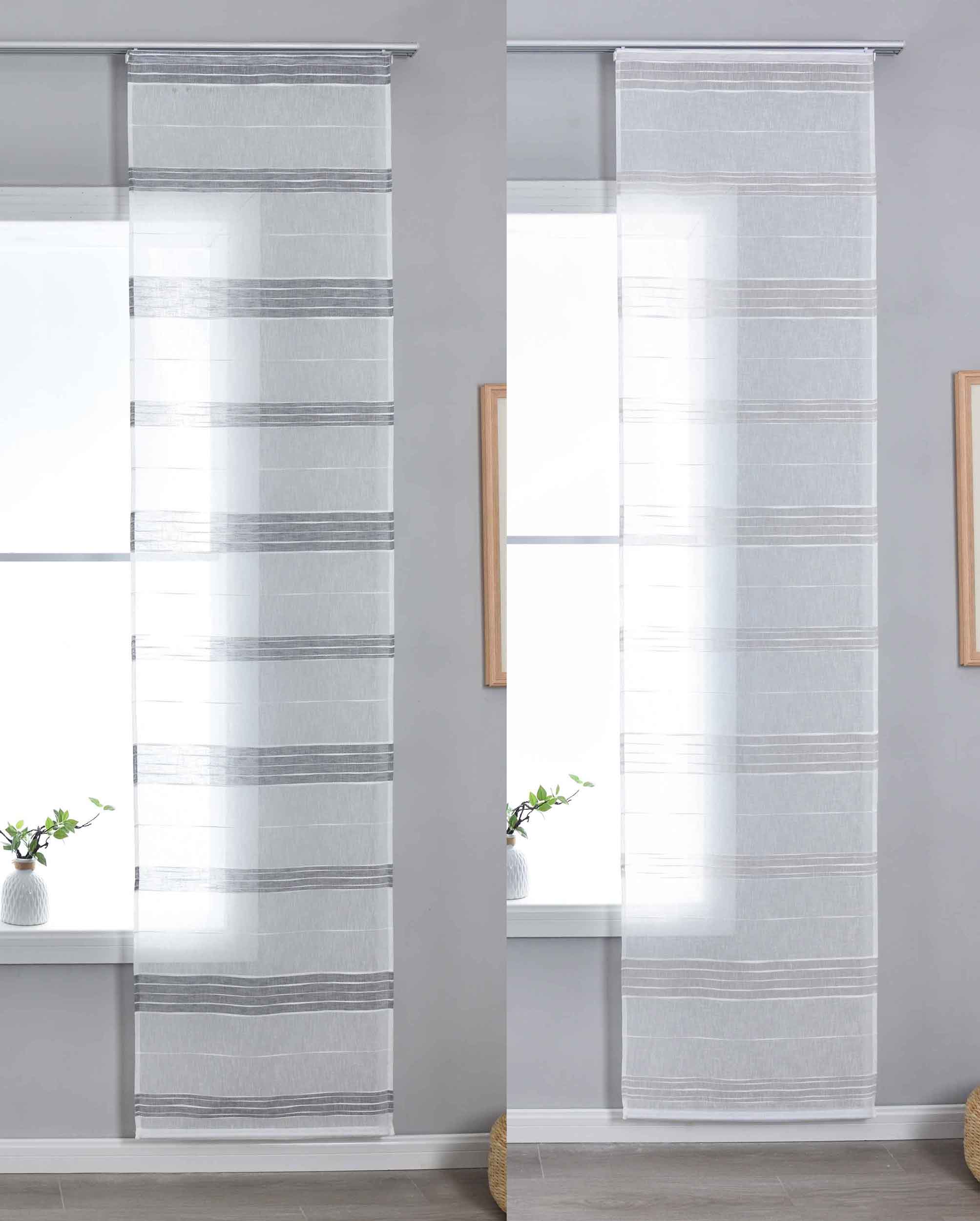 Halbtransparente Schiebegardine mit Paneelwagen »Frankfurt« Leinenbindung Linienmuster Formstabil Robust 202460P Schiebegardine 202460Pvar | Gardinenbox.de