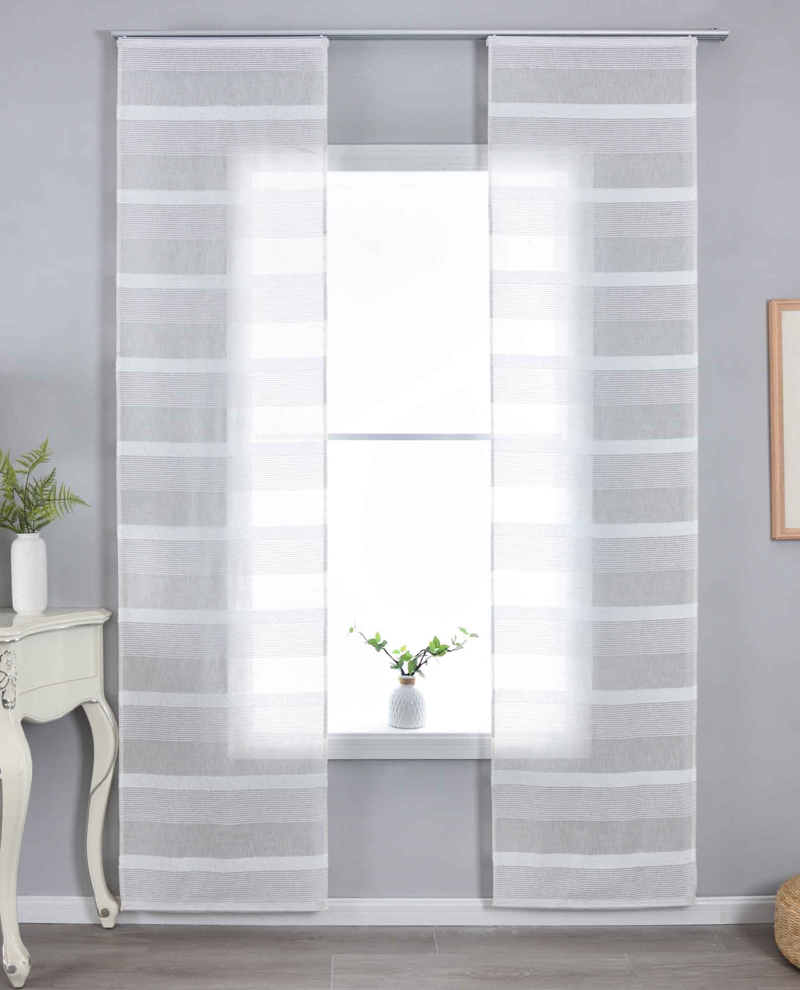 2er Set Halbtransparente Schiebegardinen Paneelwagen HxB 245x60 cm Natur Meliert »Halle« Chenille Leinenbindung Lichtdurchlässig Halbtransparent 202480P-2 Schiebegardine 202480P-2natur_meliert | Gardinenbox.de