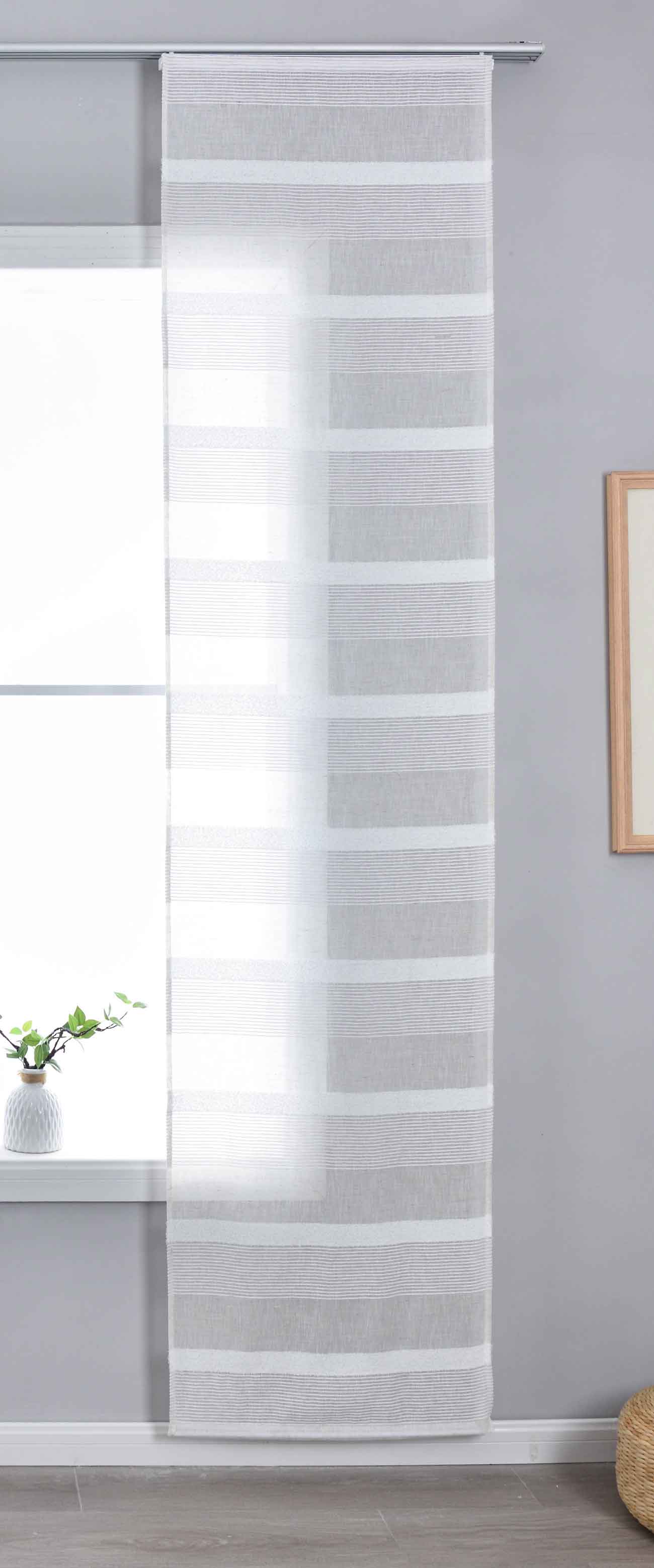 Halbtransparente Schiebegardine mit Paneelwagen HxB 245x60 cm Natur Meliert »Halle« Chenille Leinenbindung Lichtdurchlässig Halbtransparent 202480P Schiebegardine 202480Pweiss | Gardinenbox.de