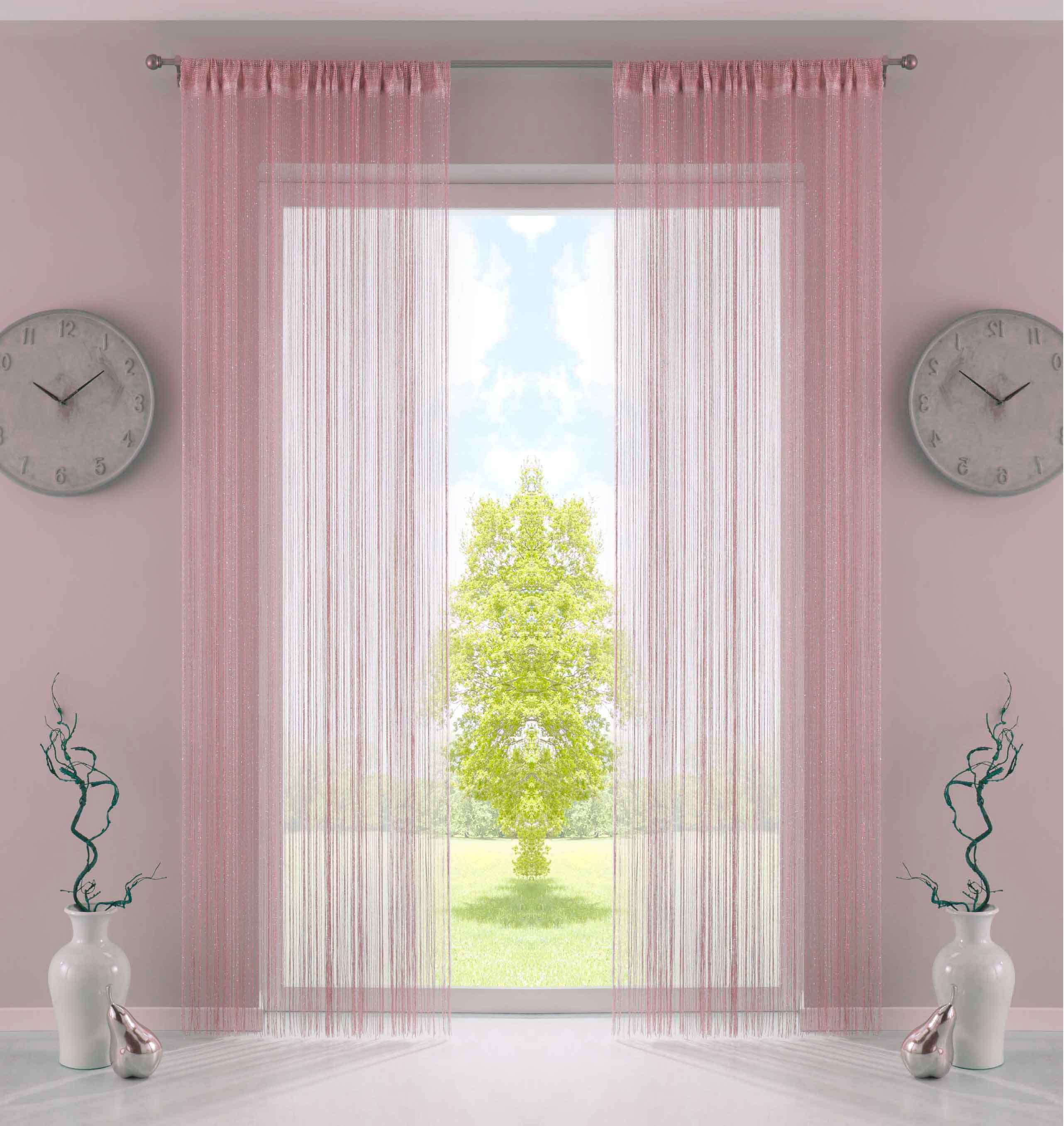 2er Set Fadengardine mit Tunneldurchzug und eingenähtem Kräuselband, geeignet für Gardinenstangen und Gardinenschienen Fadenvorhänge Fadenstores Raumteiler 20303CN2 Altrosa HxB 250x140 cm Fadengardine 20303CN2altrosa_e972b9de-283b-439b-9d20-822cd8767265 | Gardinenbox.de