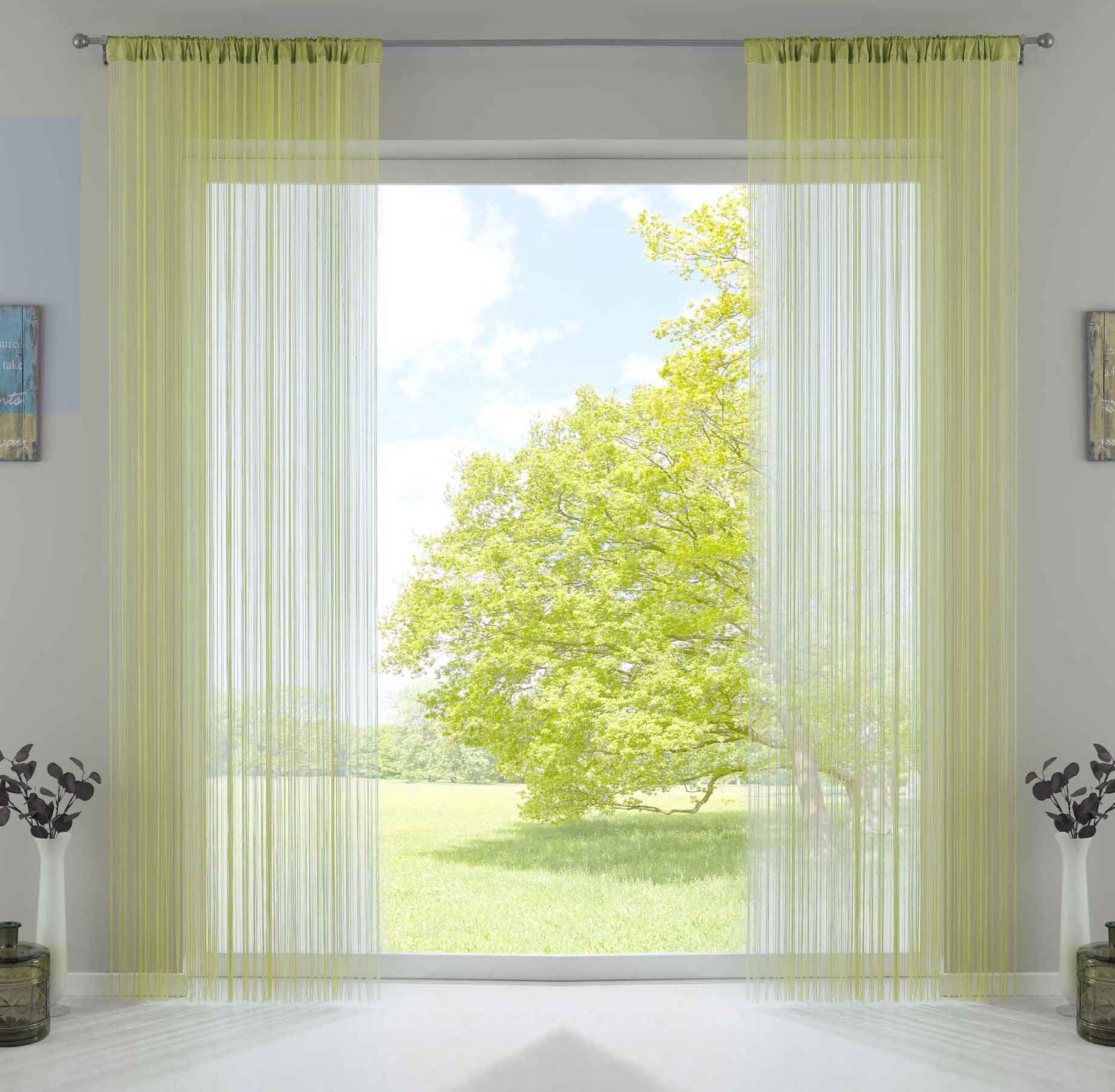 2er Set Fadengardine mit Tunneldurchzug und eingenähtem Kräuselband, geeignet für Gardinenstangen und Gardinenschienen Fadenvorhänge Fadenstores Raumteiler 20303CN2 Apfelgrün HxB 250x140 cm Fadengardine 20303CN2apfelgruen_910c932f-4702-43f6-a5e8-111073f1abbe | Gardinenbox.de