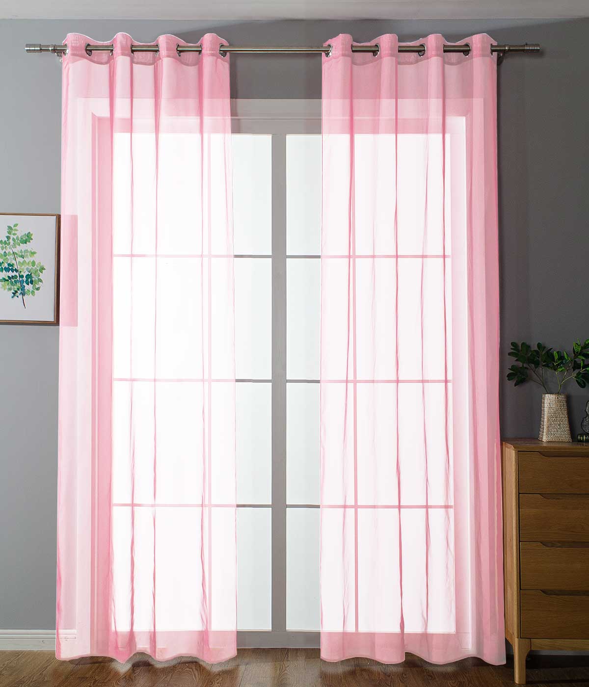 2er-Pack Ösen Gardinen Transparent Vorhang Set Wohnzimmer Voile Ösenvorhang Bleibandabschluß 203322 Hellrosa HxB 145x140 cm Gardinen Set 203322hellrosa | Gardinenbox.de