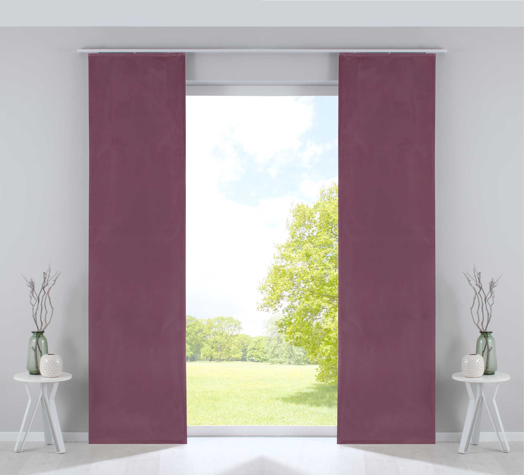 2er Set Flächenvorhänge Verdunkelung Schiebegardinen »Milano« Samt blickdicht Blackout Paneelwägen Beschwerungsstangen 203571-2 Altrosa Schiebegardine 203571-2altrosa | Gardinenbox.de