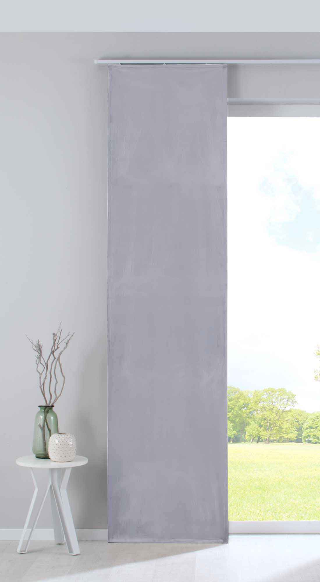 Verdunkelung Flächenvorhang Schiebegardine »Milano« Samt blickdicht Blackout Paneelwagen Beschwerungsstange 203571 Grau Schiebegardine 203571grau | Gardinenbox.de