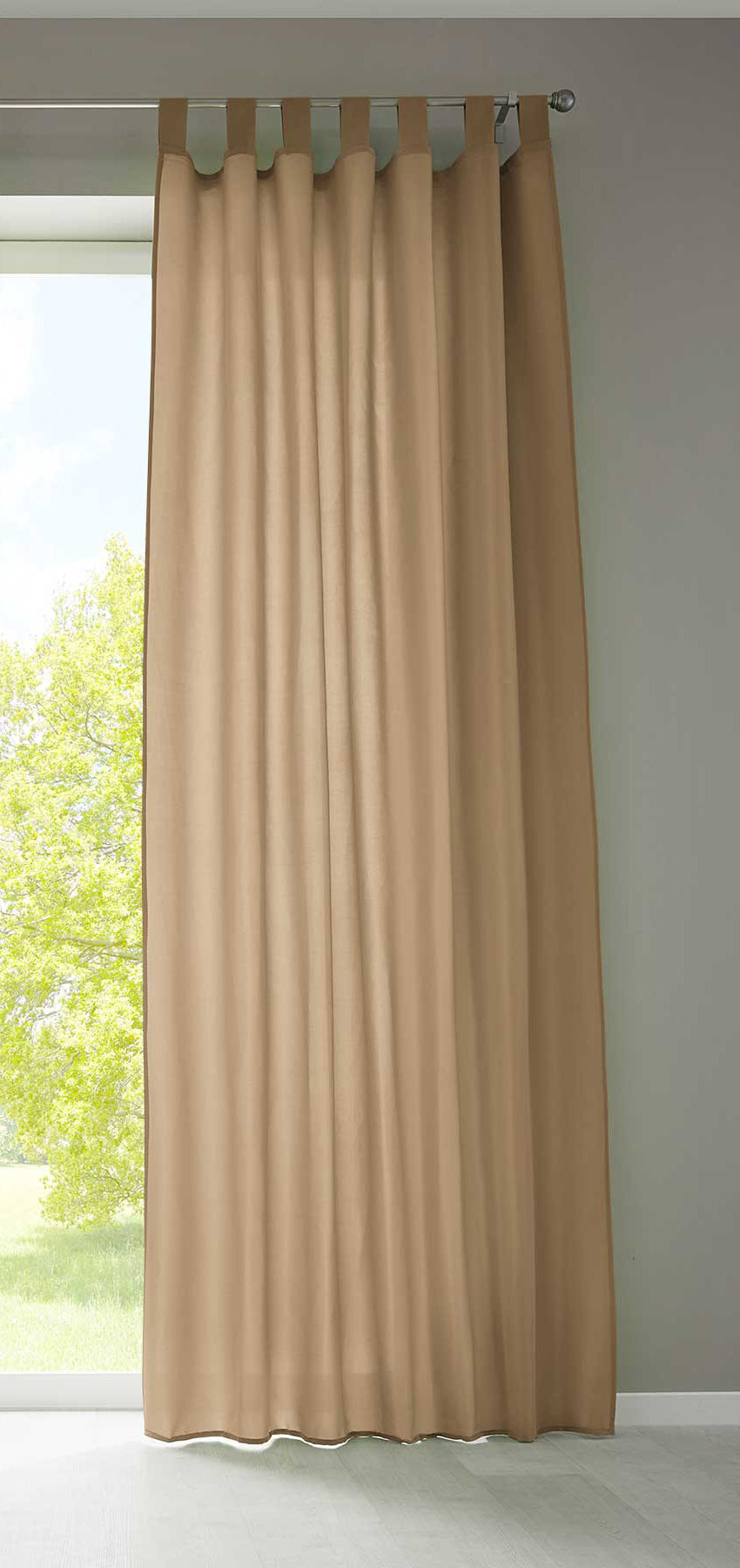 1er Set Vorhang Schal Schlaufen »Berlin« Microsatin Lichtdurchlässig Kräuselband Uni Matt 20400N Sand HxB 245x140 cm Gardinenschal 20400Nsand | Gardinenbox.de