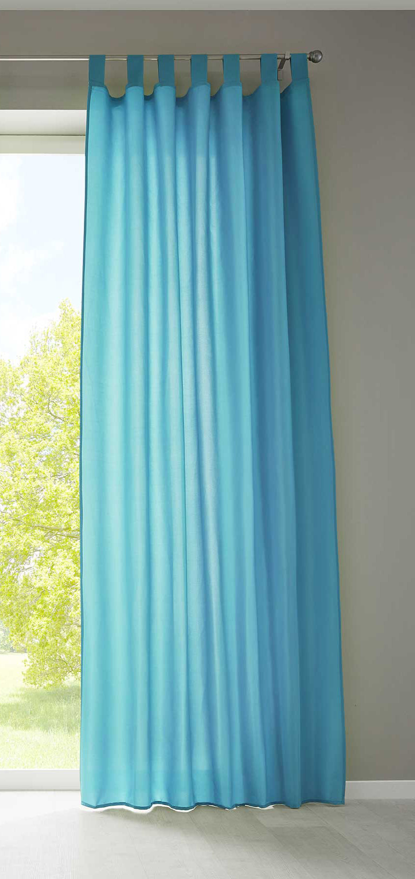 1er Set Vorhang Schal Schlaufen »Berlin« Microsatin Lichtdurchlässig Kräuselband Uni Matt 20400N Türkis HxB 245x140 cm Gardinenschal 20400Ntuerkis | Gardinenbox.de