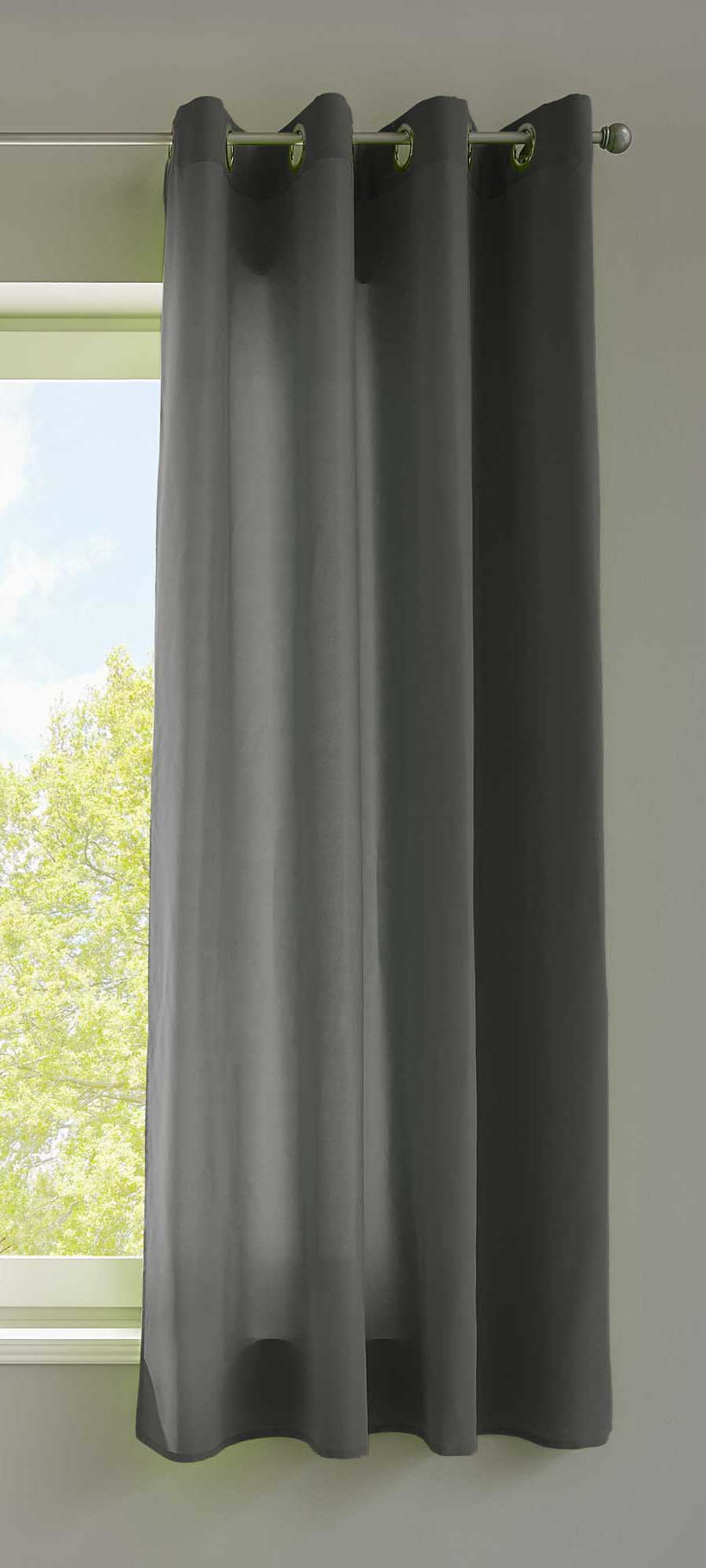 1er Set Vorhänge Schal Ösen »Berlin« Microsatin Lichtdurchlässig Uni Matt 20405N Dunkelgrau HxB 145x140 cm Vorhang 20405Ndunkelgrau-175 | Gardinenbox.de