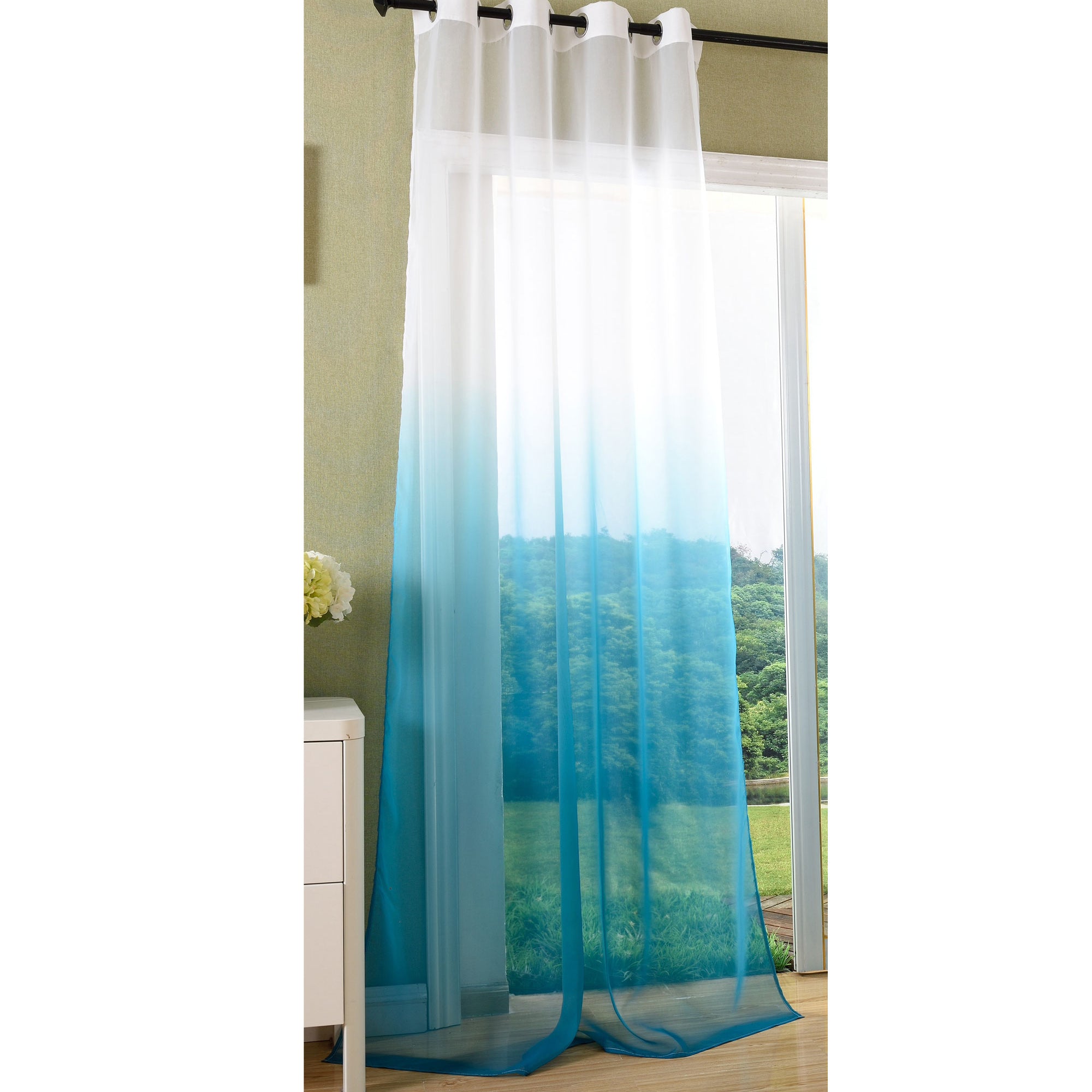 Schal transparent Farbverlauf Vorhang mit Ösen Gardine Voile 204202
