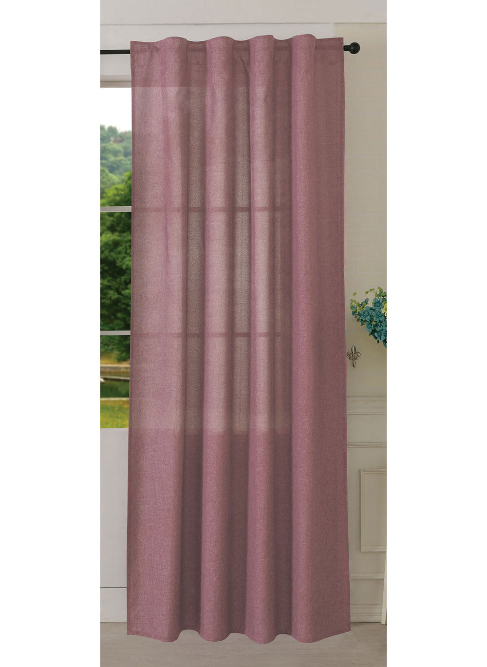 Vorhang Schal verdeckte Schlaufen >>Cationic<< blickdicht Leinen Optik natura seidenmatt (HxB) Landhaus Stil 20440 Altrosa Vorhang 20440altrosa | Gardinenbox.de