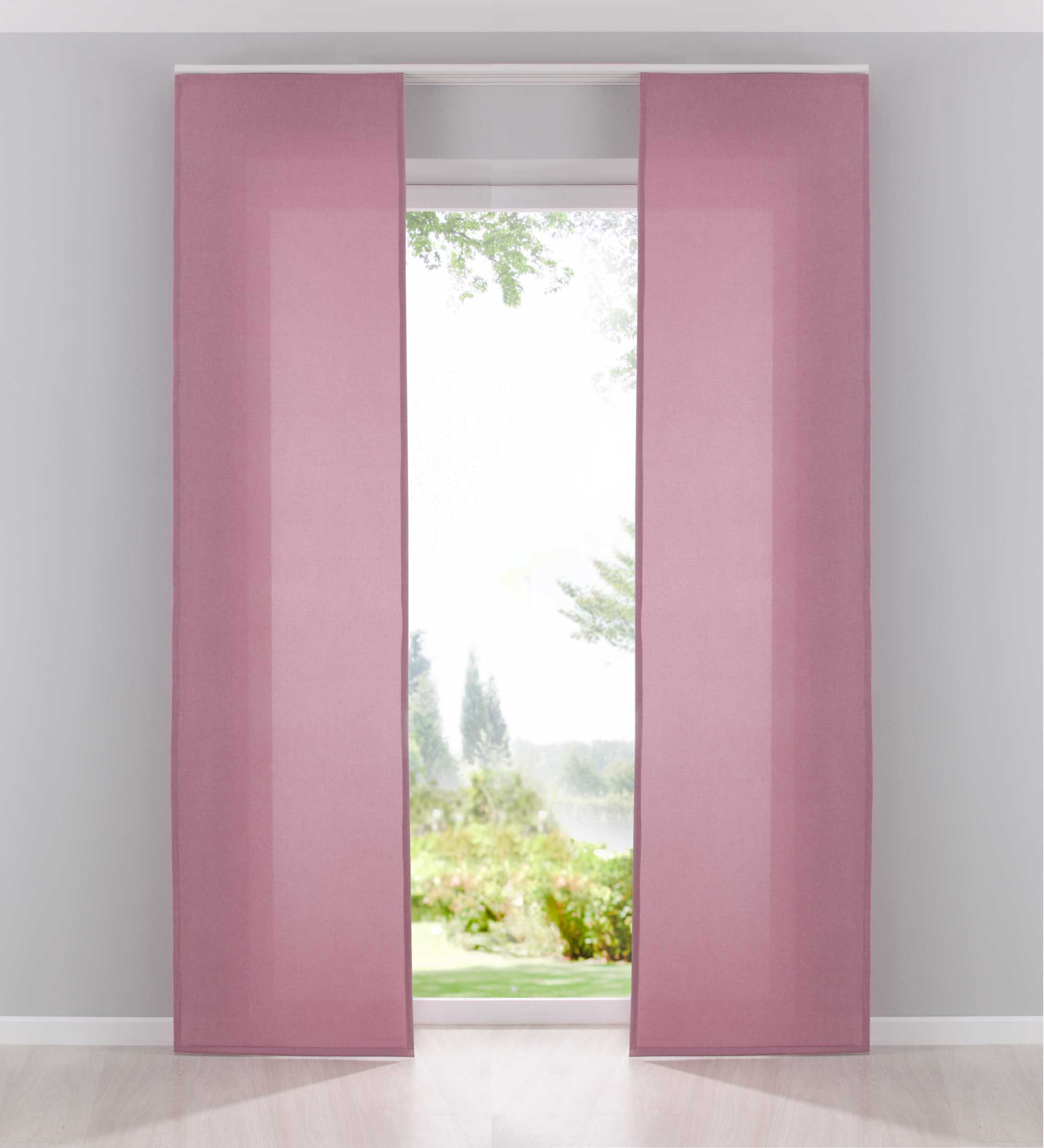 2er Pack Flächenvorhänge Schiebegardinen »PALERMO«  komplett Set Cationic blickdicht Leinen Optik natura seidenmatt Landhaus Stil 204411-2