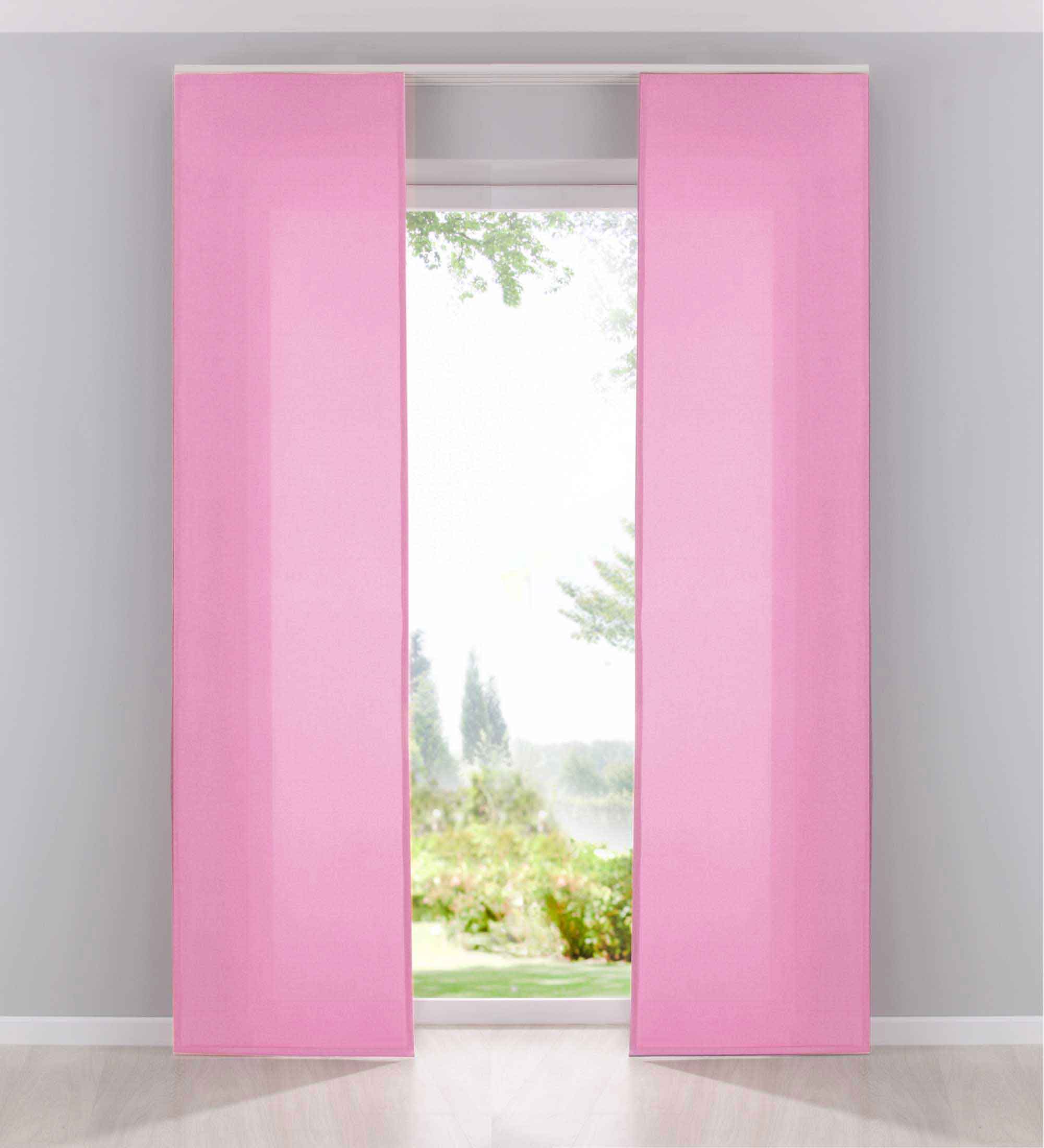 2er Pack Flächenvorhänge Schiebegardinen »PALERMO«  komplett Set Cationic blickdicht Leinen Optik natura seidenmatt Landhaus Stil 204411-2