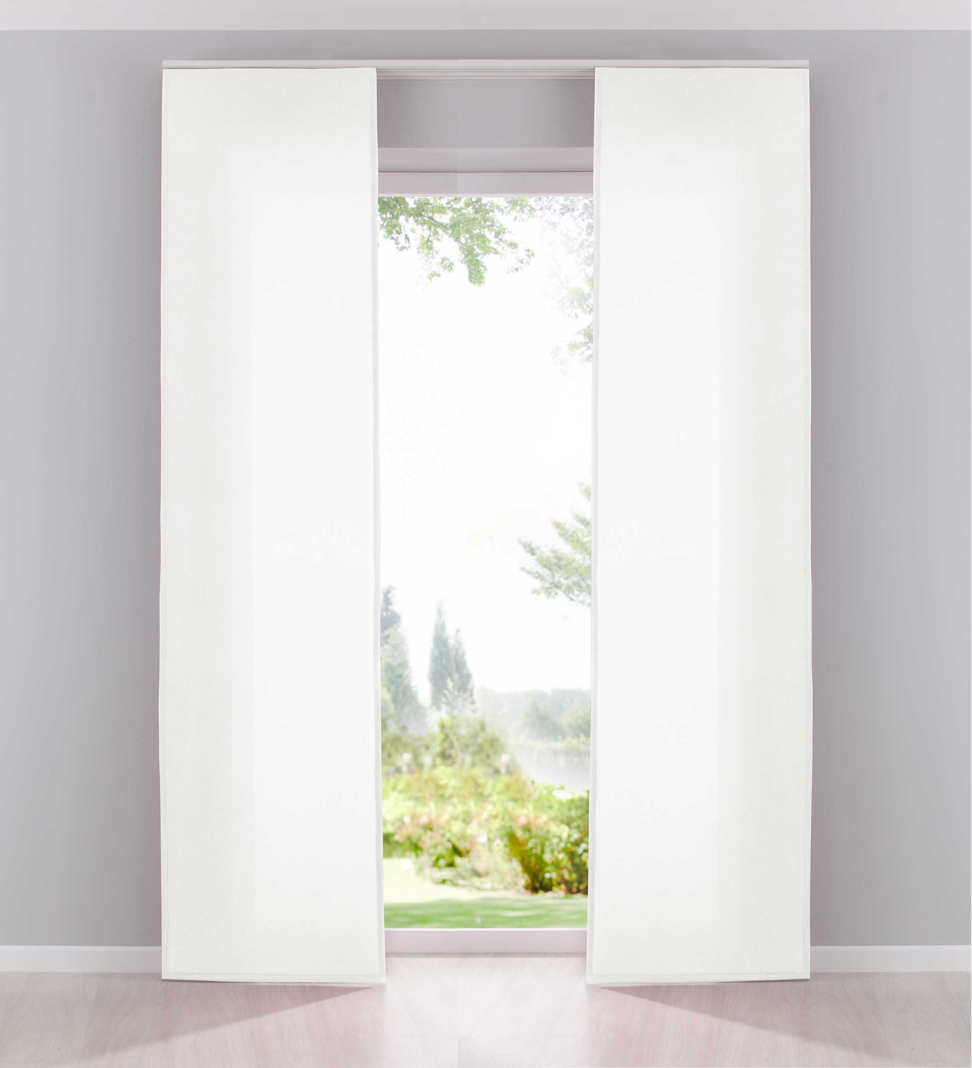 2er Pack Flächenvorhänge Schiebegardinen »PALERMO«  komplett Set Cationic blickdicht Leinen Optik natura seidenmatt Landhaus Stil 204411-2