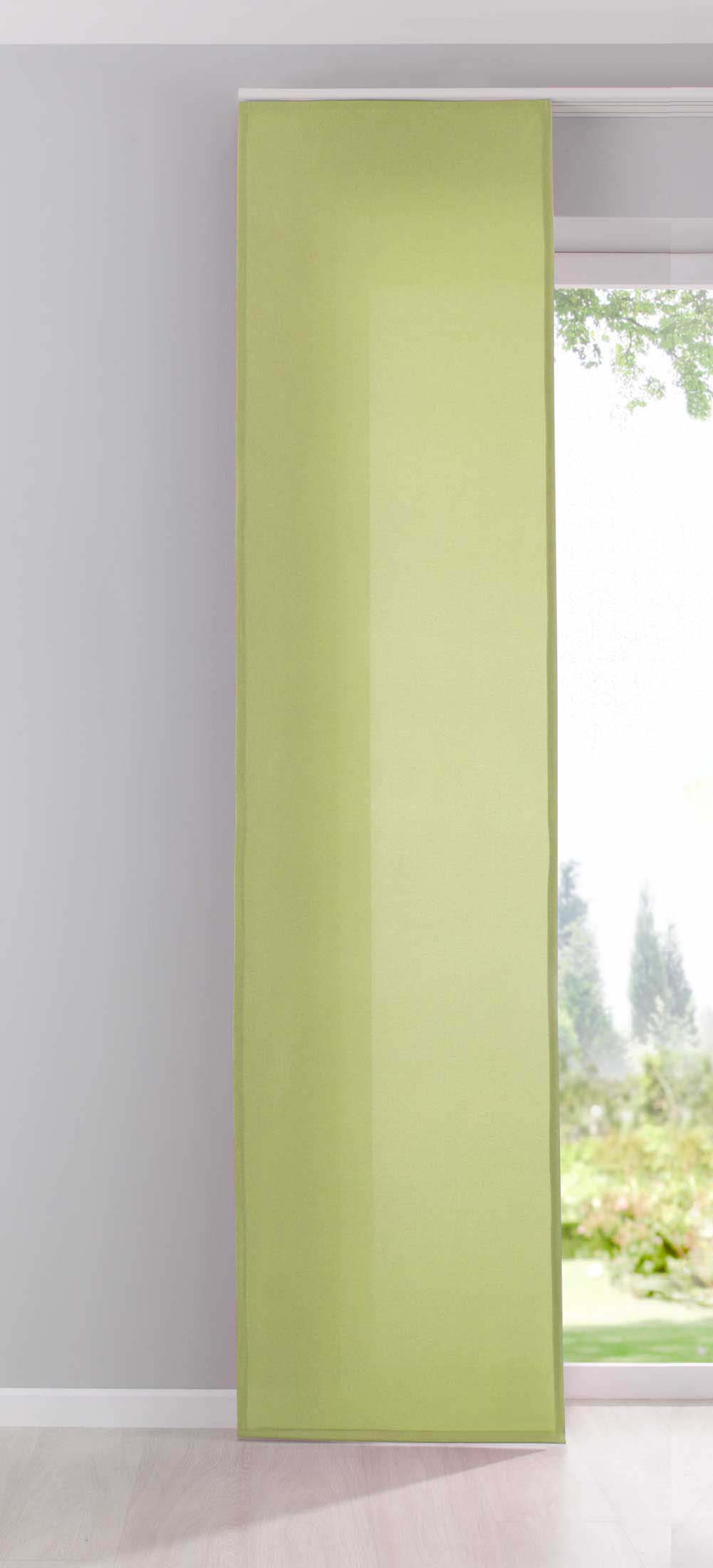 Flächenvorhang Schiebegardine Cationic blickdicht Leinen Optik natura seidenmatt Landhaus Stil 204411 Limette Schiebegardine 204411limette | Gardinenbox.de