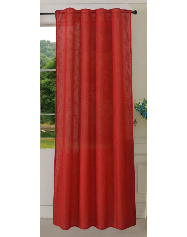 Vorhang Schal verdeckte Schlaufen >>Linene<< blickdicht Leinen Optik Natur Grobfaser (HxB) Lanhaus Stil schwere Qualität 20445 Rot Vorhang 20445rot | Gardinenbox.de