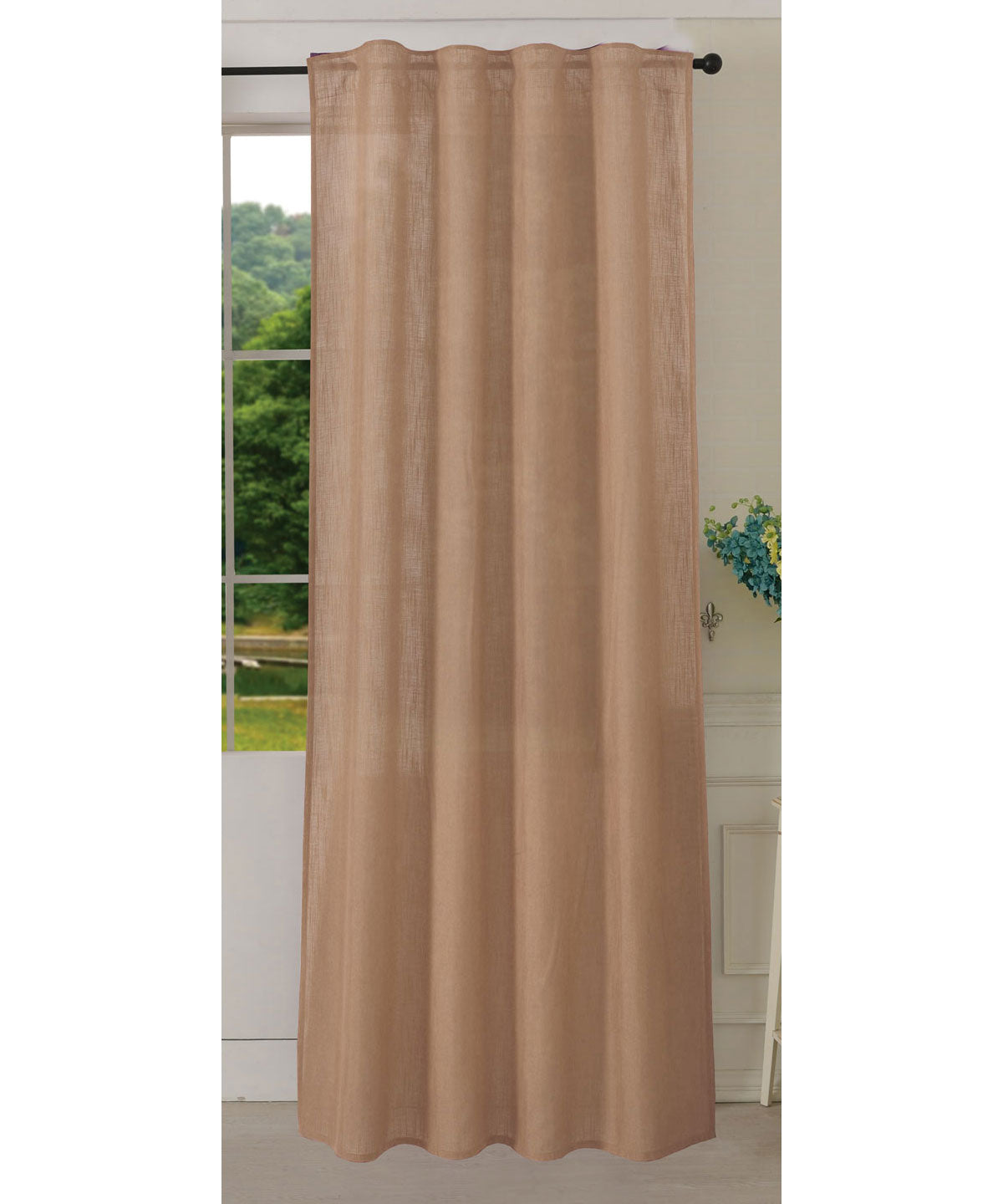 Vorhang Schal verdeckte Schlaufen >>Linene<< blickdicht Leinen Optik Natur Grobfaser (HxB) Lanhaus Stil schwere Qualität 20445 Sand Vorhang 20445sand | Gardinenbox.de