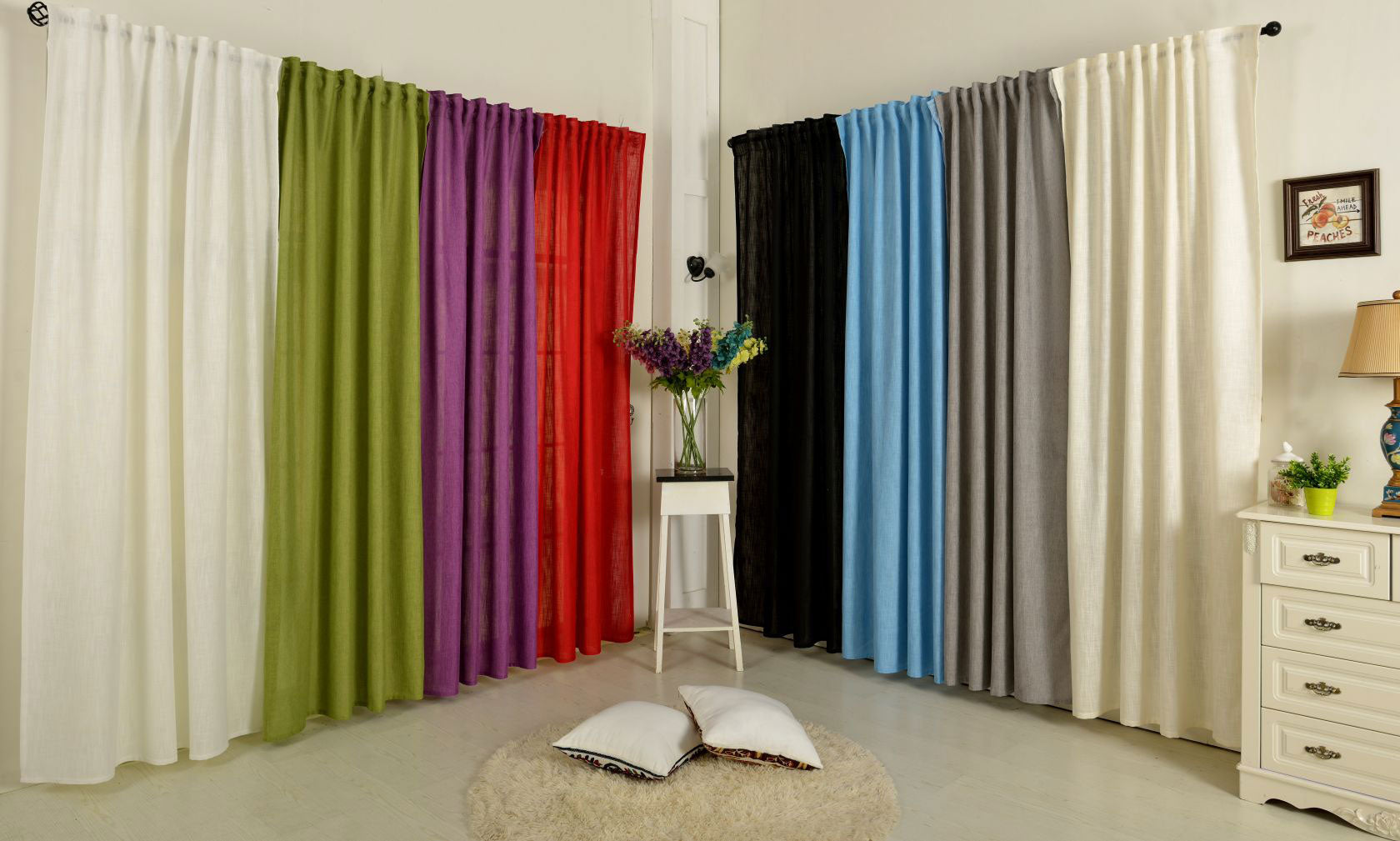 Vorhang Schal verdeckte Schlaufen >>Linene<< blickdicht Leinen Optik Natur Grobfaser (HxB) Lanhaus Stil schwere Qualität 20445 Vorhang 20445var | Gardinenbox.de