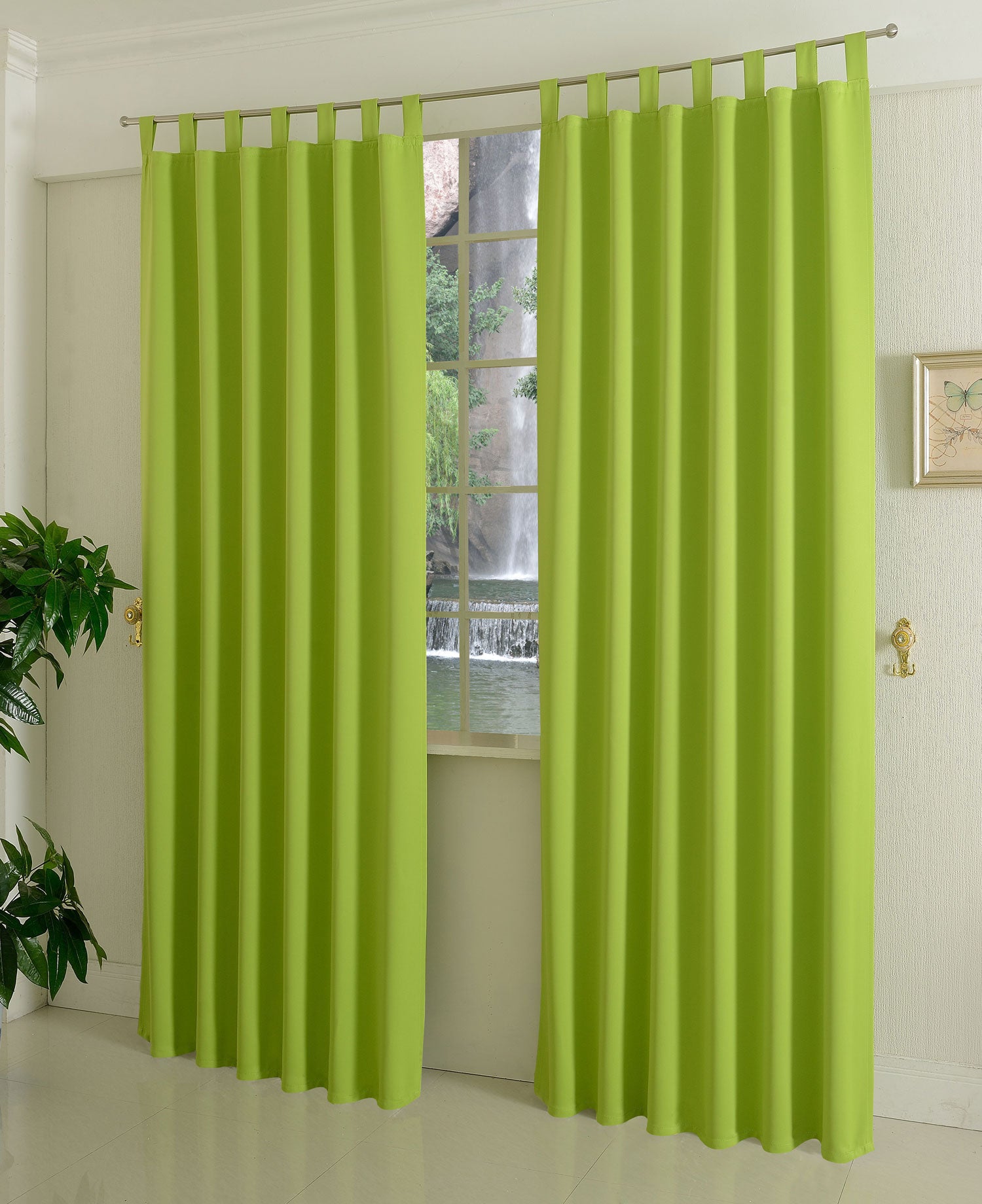 Verdunkelungsvorhag mit Schlaufen matt uni Farben aus weichfallenden blickdichten Stoff blickdicht Blackout 20610 Apfelgrün 245x135 (HxB) Vorhang 20610apfelgruen | Gardinenbox.de