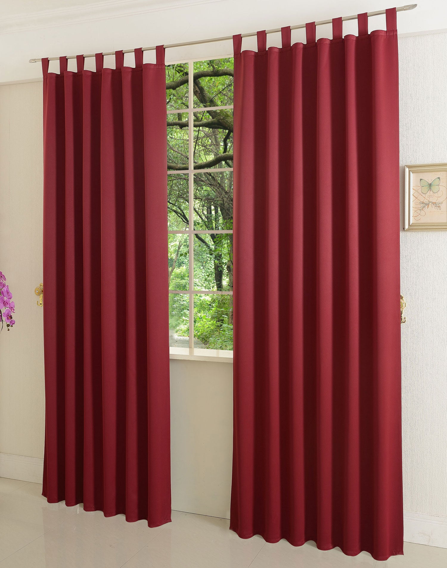 Verdunkelungsvorhag mit Schlaufen matt uni Farben aus weichfallenden blickdichten Stoff blickdicht Blackout 20610 Bordeaux 245x135 (HxB) Vorhang 20610bordeaux | Gardinenbox.de