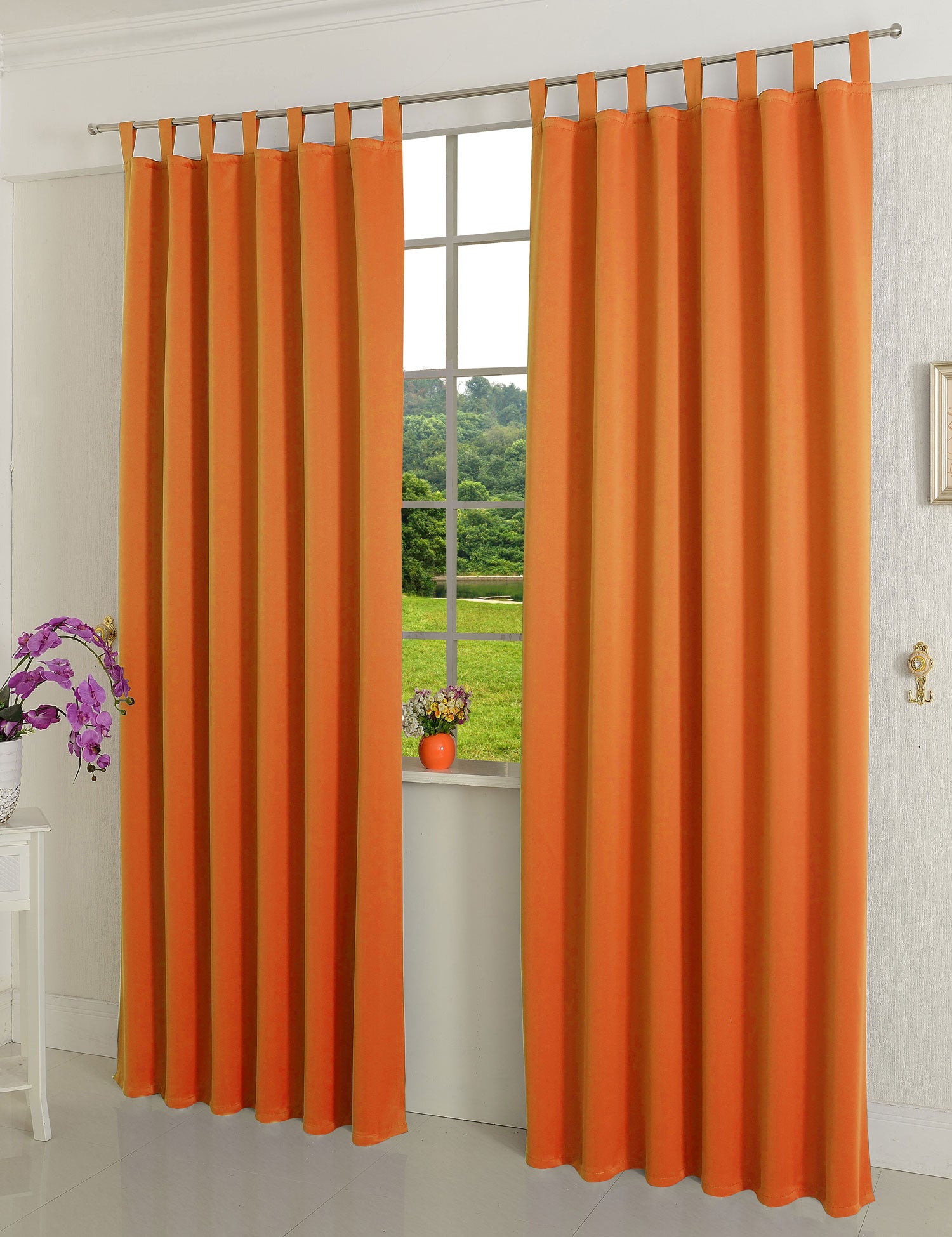 Verdunkelungsvorhag mit Schlaufen matt uni Farben aus weichfallenden blickdichten Stoff blickdicht Blackout 20610 Orange 245x135 (HxB) Vorhang 20610orange | Gardinenbox.de