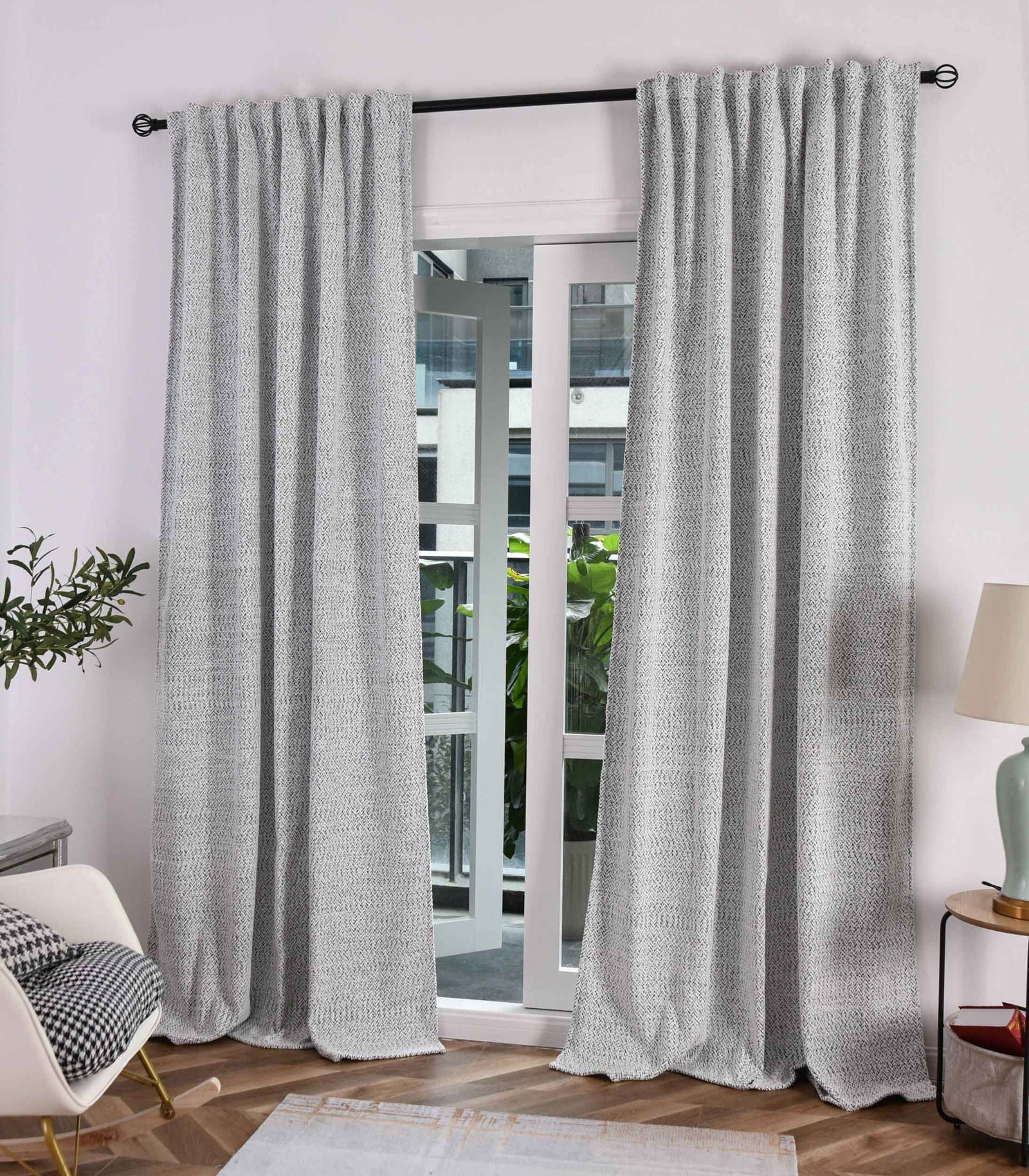 2 Vorhänge Chenille Vorhang Bouclé-Struktur HxB 245x140 cm Weiß Schwarz »MONTANA« Multiband-Aufhängung Pflegeleicht 2023330-2 Vorhang Set 2_Vorhange_Chenille_Vorhang_Boucle-Struktur_HxB_245x140_cm_Weiss_Schwarz_MONTANA_Multiband-Aufhangung_Pflegeleicht_2023330-2_-_Gardinenbox.de_-_-3668335 | Gardinenbox.de